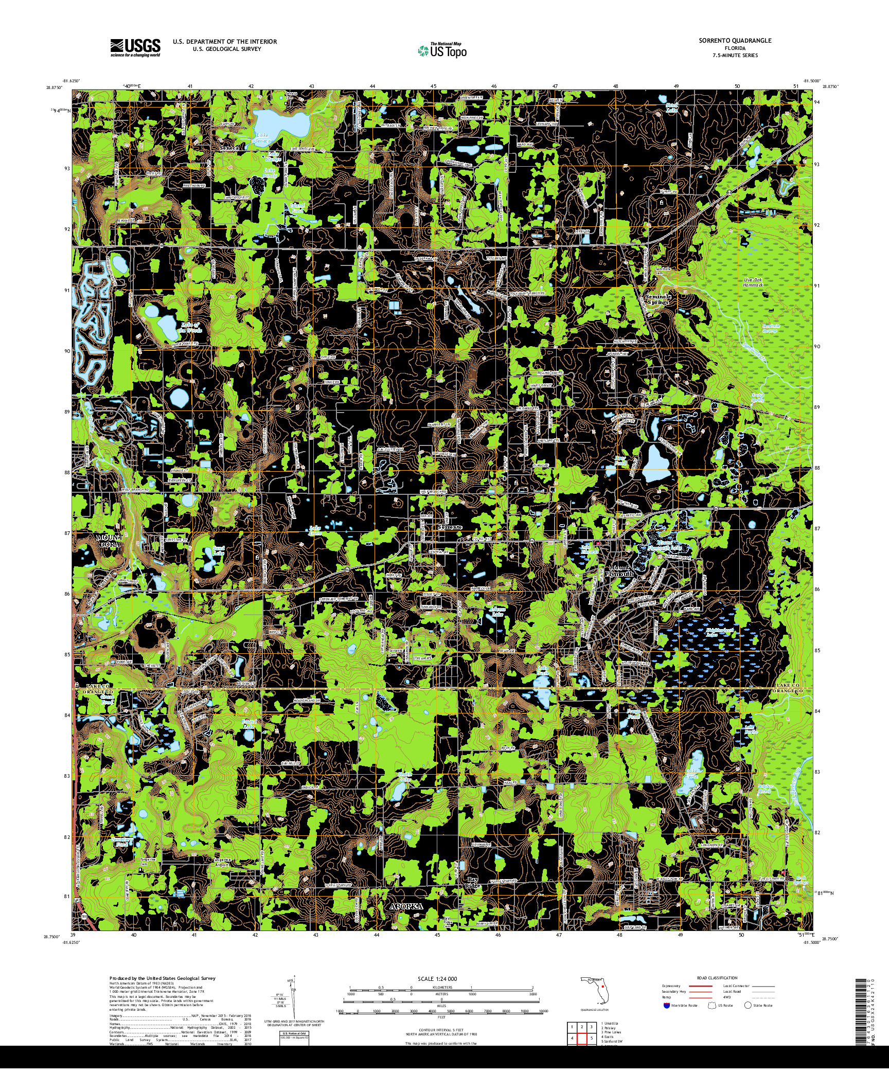 USGS US TOPO 7.5-MINUTE MAP FOR SORRENTO, FL 2018