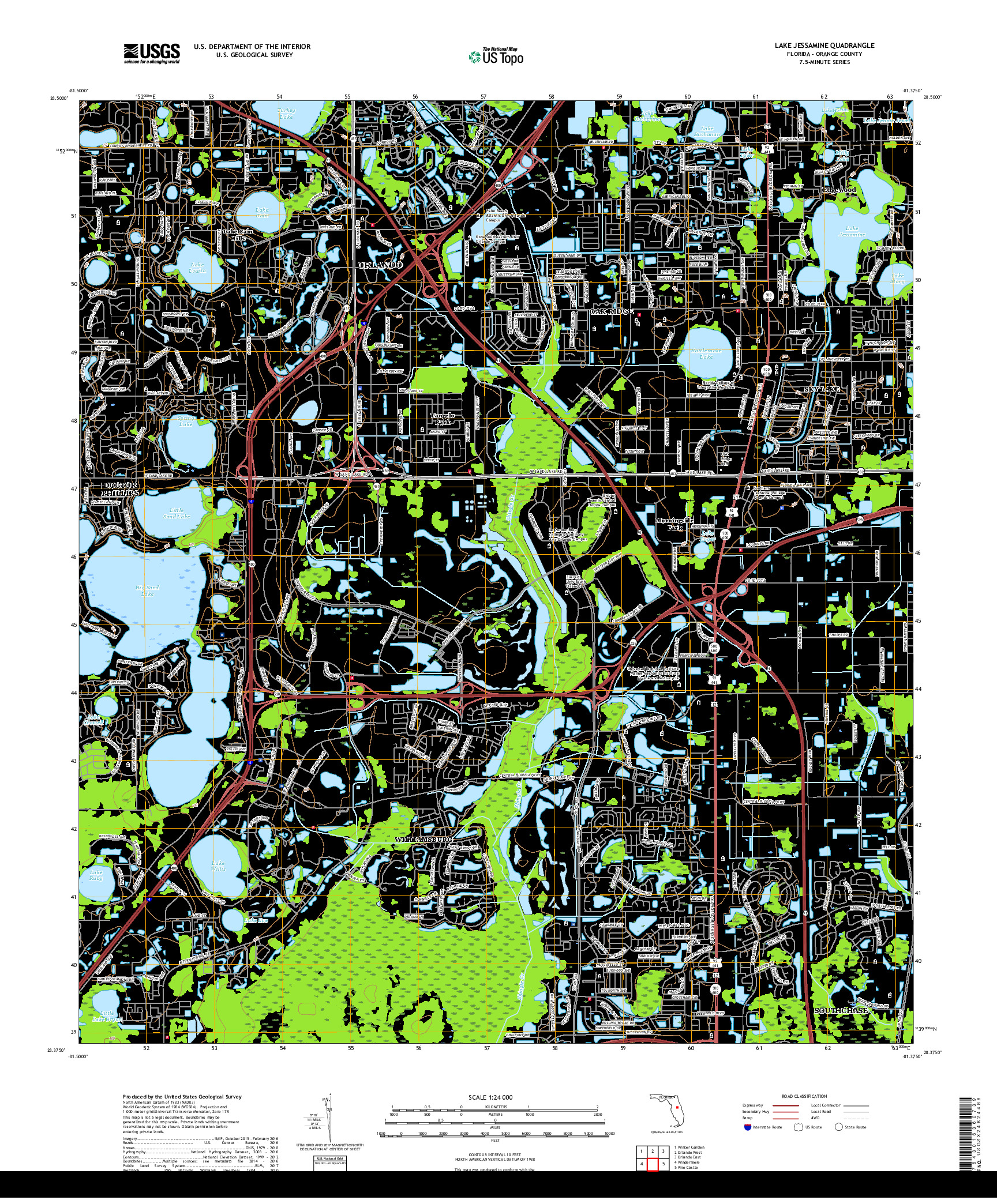 USGS US TOPO 7.5-MINUTE MAP FOR LAKE JESSAMINE, FL 2018