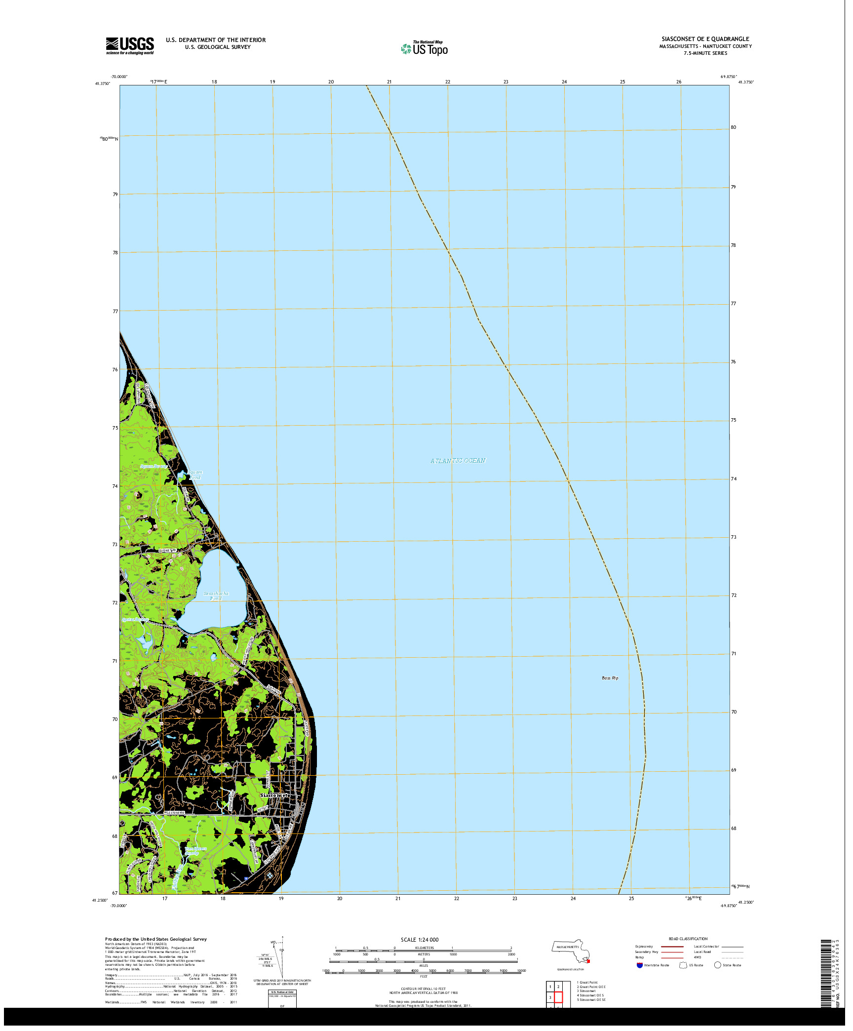 USGS US TOPO 7.5-MINUTE MAP FOR SIASCONSET OE E, MA 2018