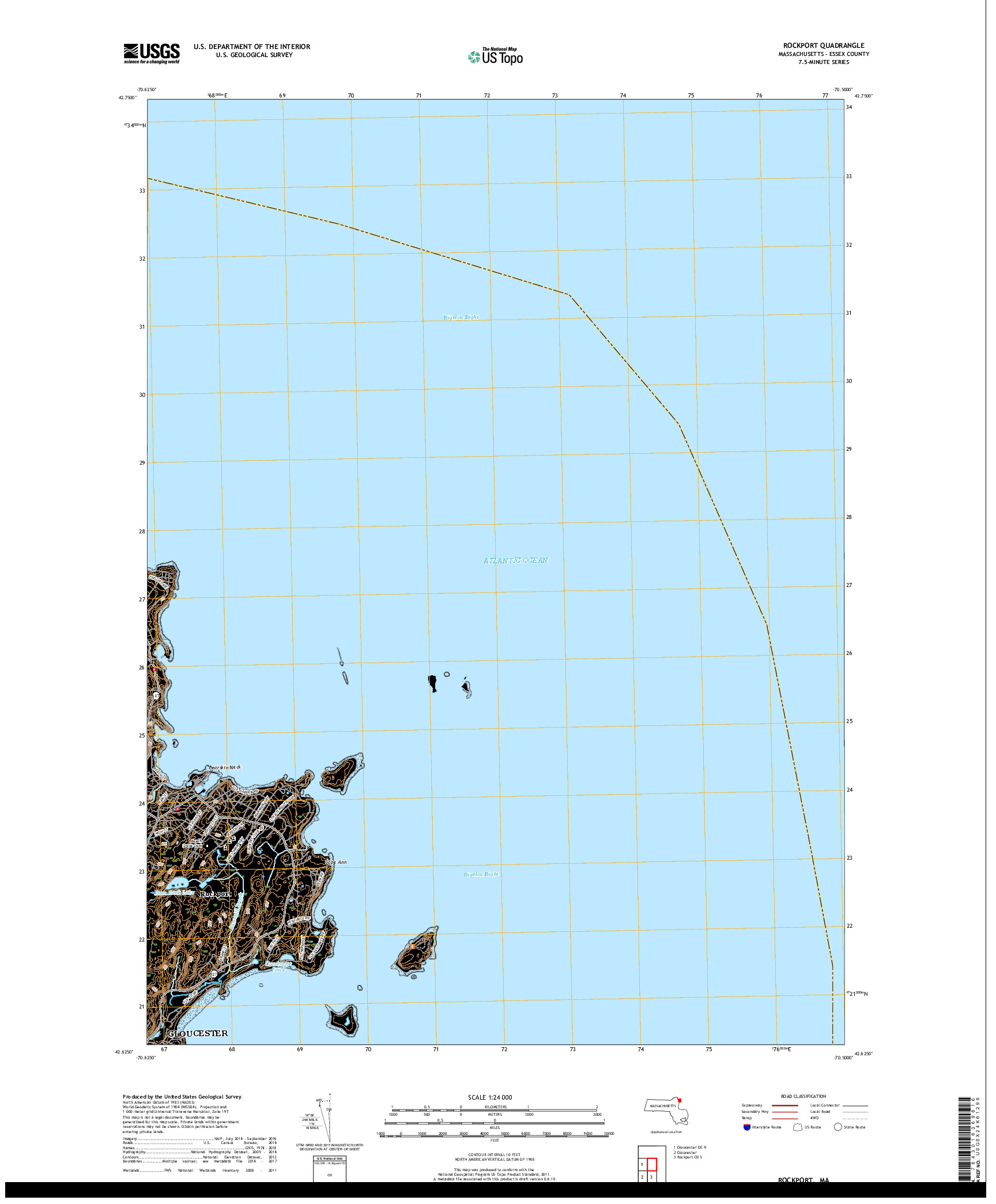 USGS US TOPO 7.5-MINUTE MAP FOR ROCKPORT, MA 2018