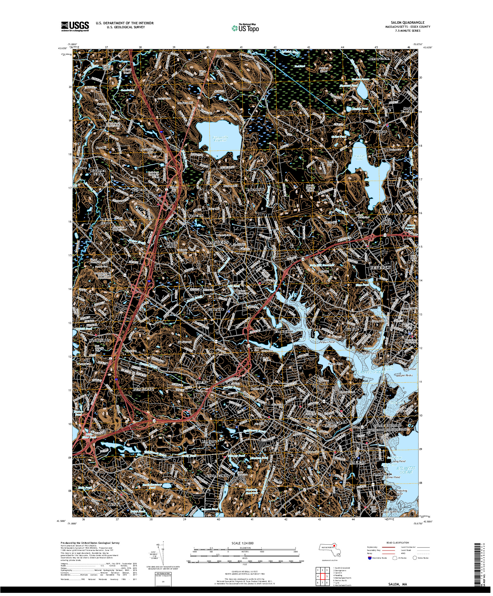 USGS US TOPO 7.5-MINUTE MAP FOR SALEM, MA 2018