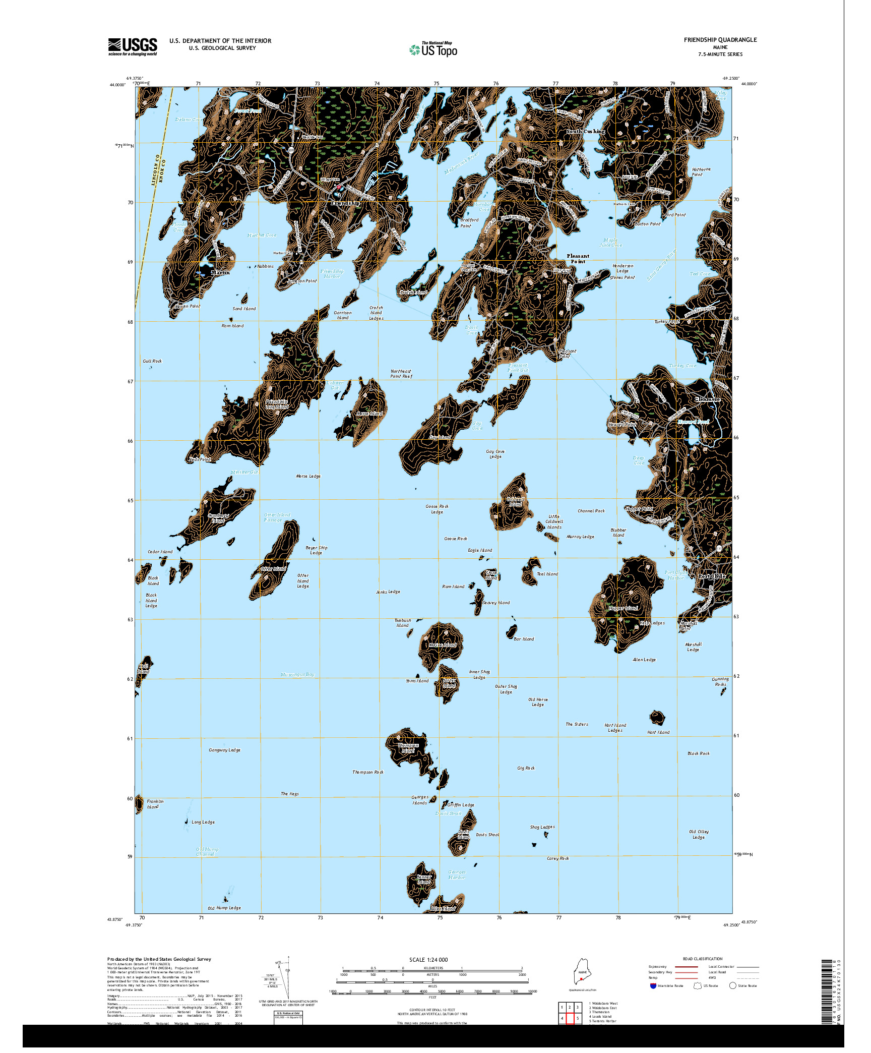 USGS US TOPO 7.5-MINUTE MAP FOR FRIENDSHIP, ME 2018