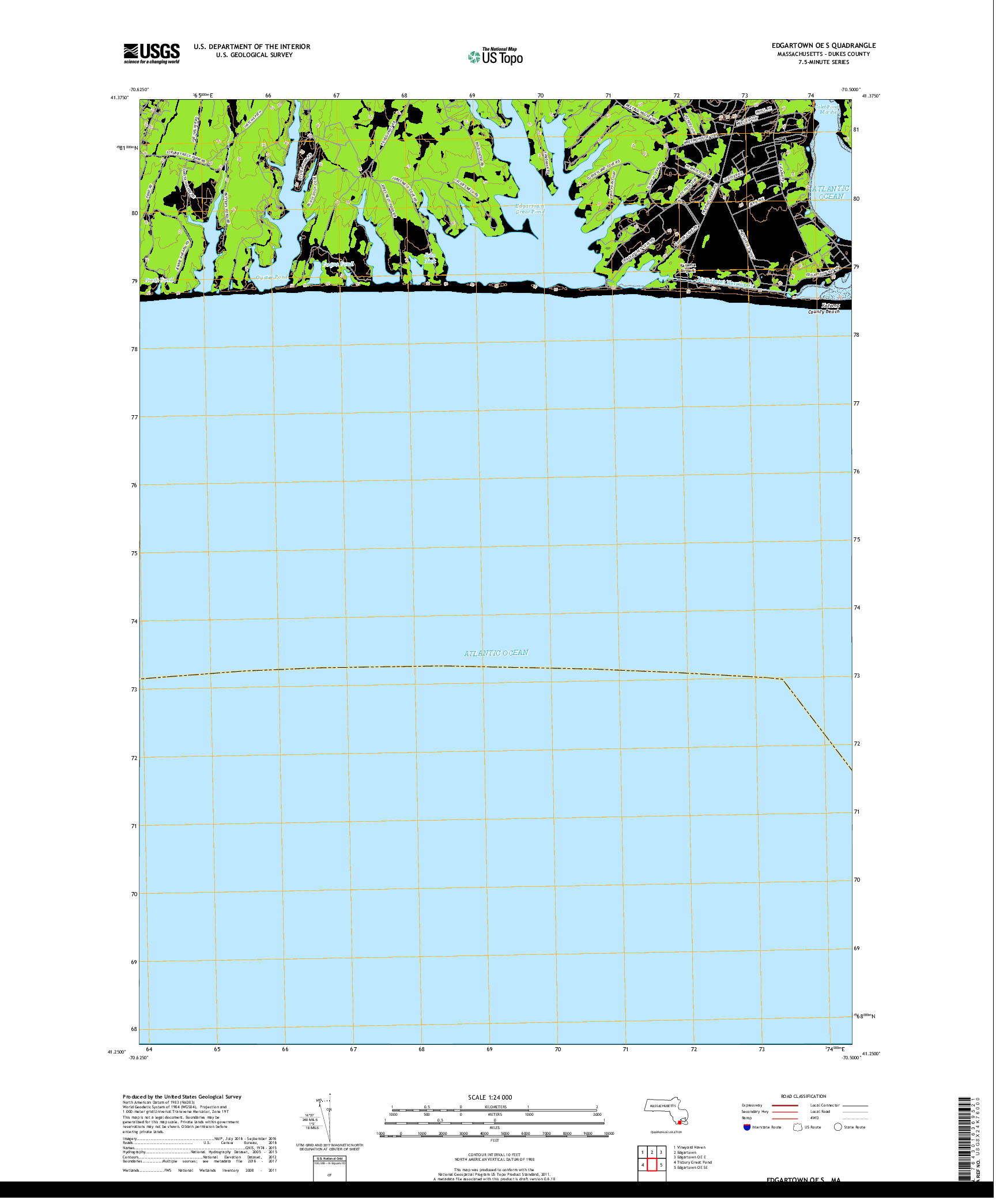 USGS US TOPO 7.5-MINUTE MAP FOR EDGARTOWN OE S, MA 2018