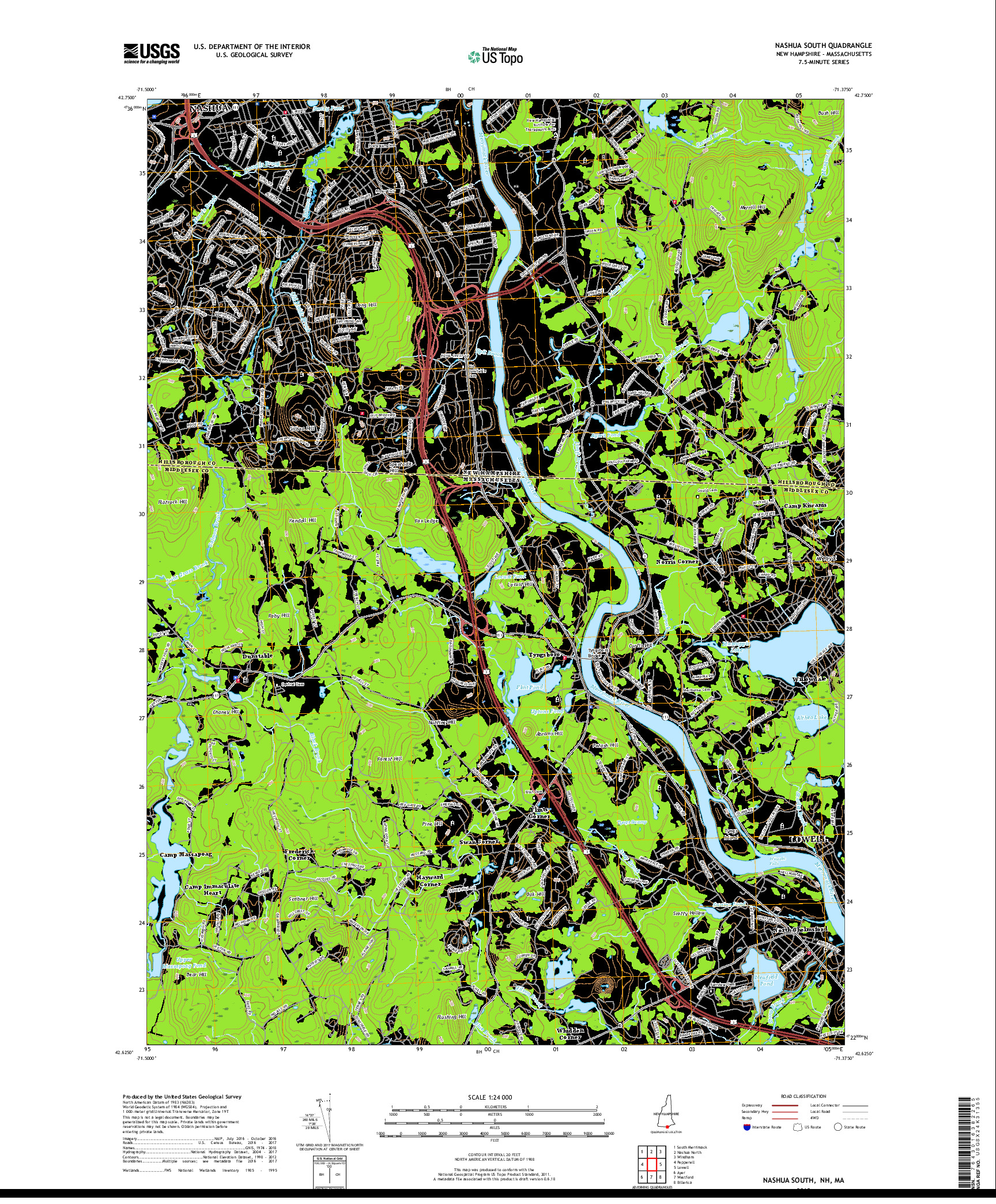 USGS US TOPO 7.5-MINUTE MAP FOR NASHUA SOUTH, NH,MA 2018