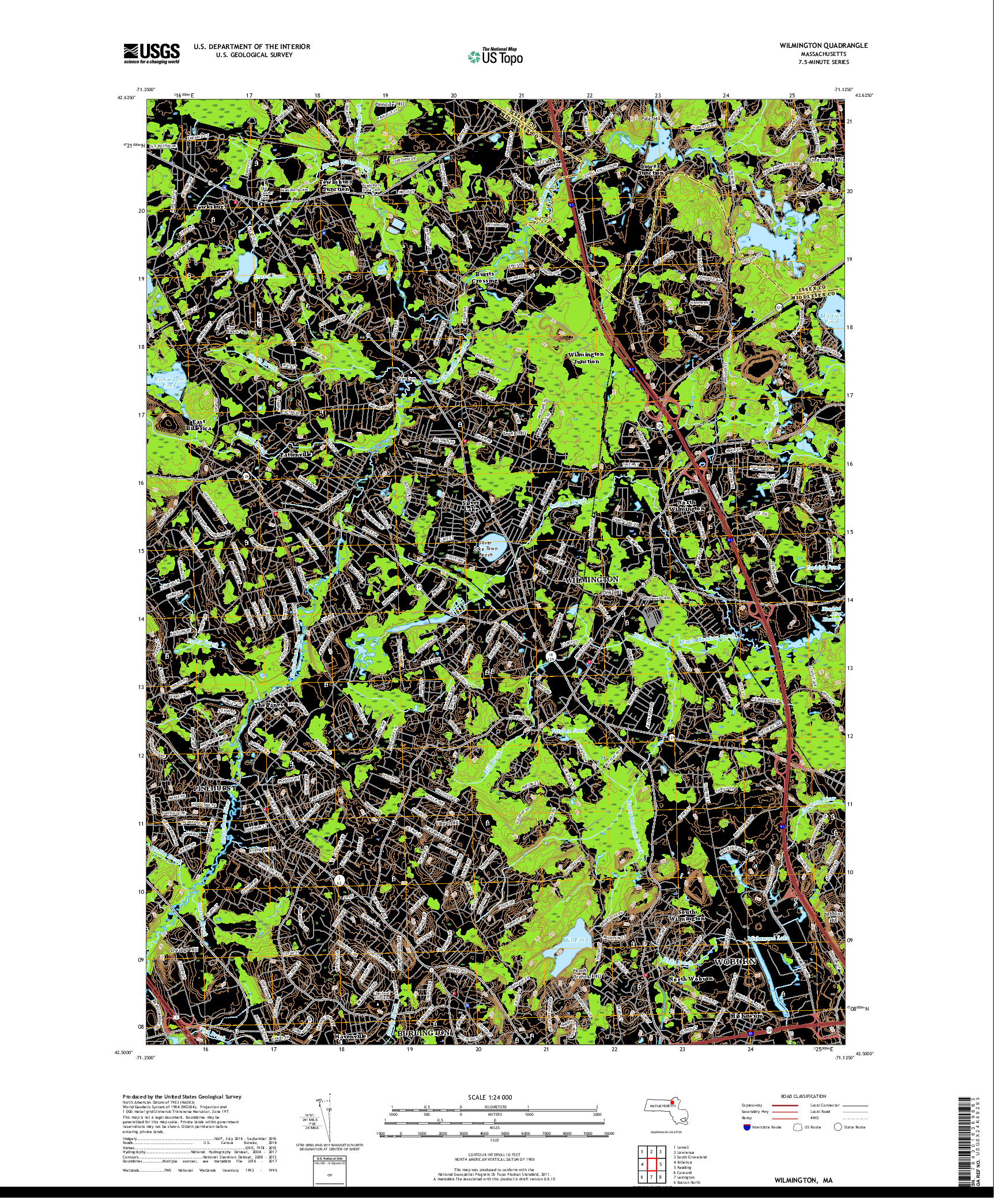 USGS US TOPO 7.5-MINUTE MAP FOR WILMINGTON, MA 2018