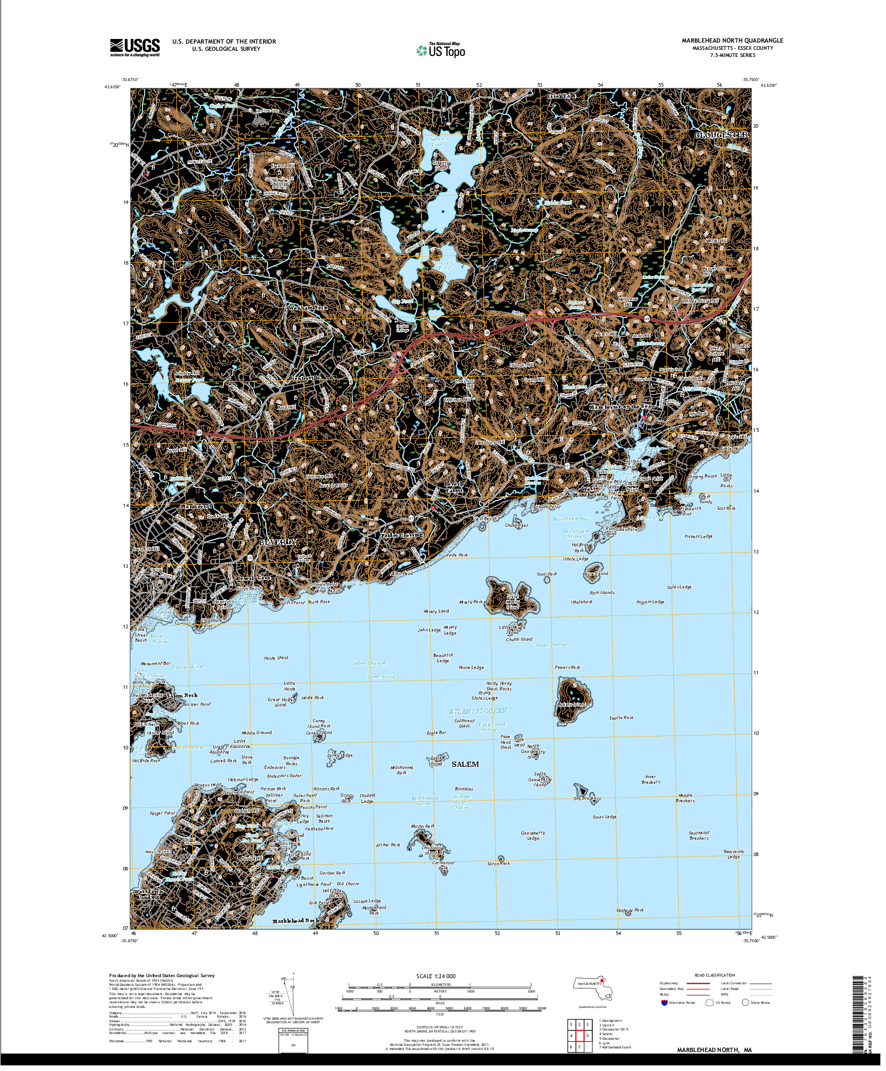 USGS US TOPO 7.5-MINUTE MAP FOR MARBLEHEAD NORTH, MA 2018