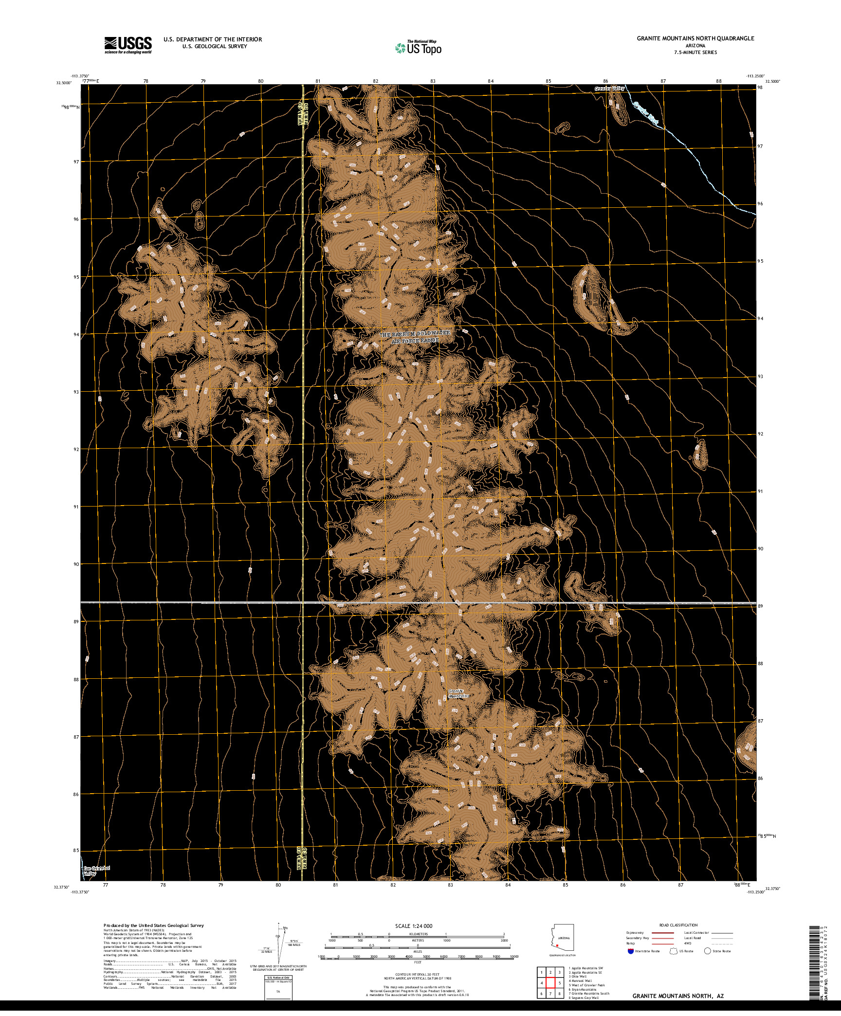 USGS US TOPO 7.5-MINUTE MAP FOR GRANITE MOUNTAINS NORTH, AZ 2018