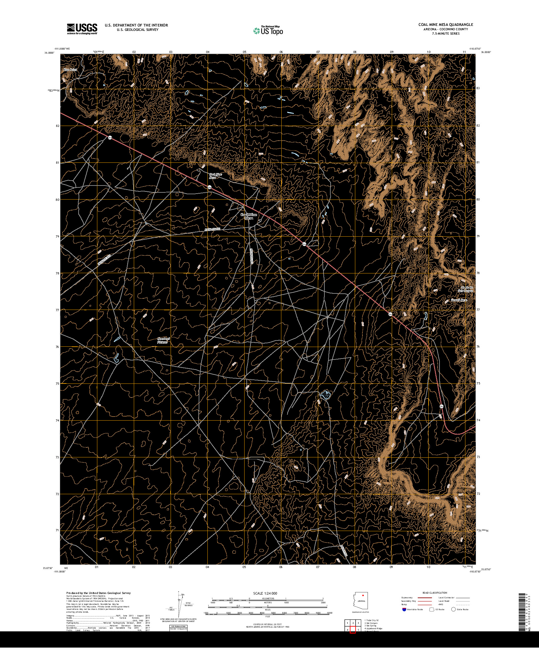 USGS US TOPO 7.5-MINUTE MAP FOR COAL MINE MESA, AZ 2018