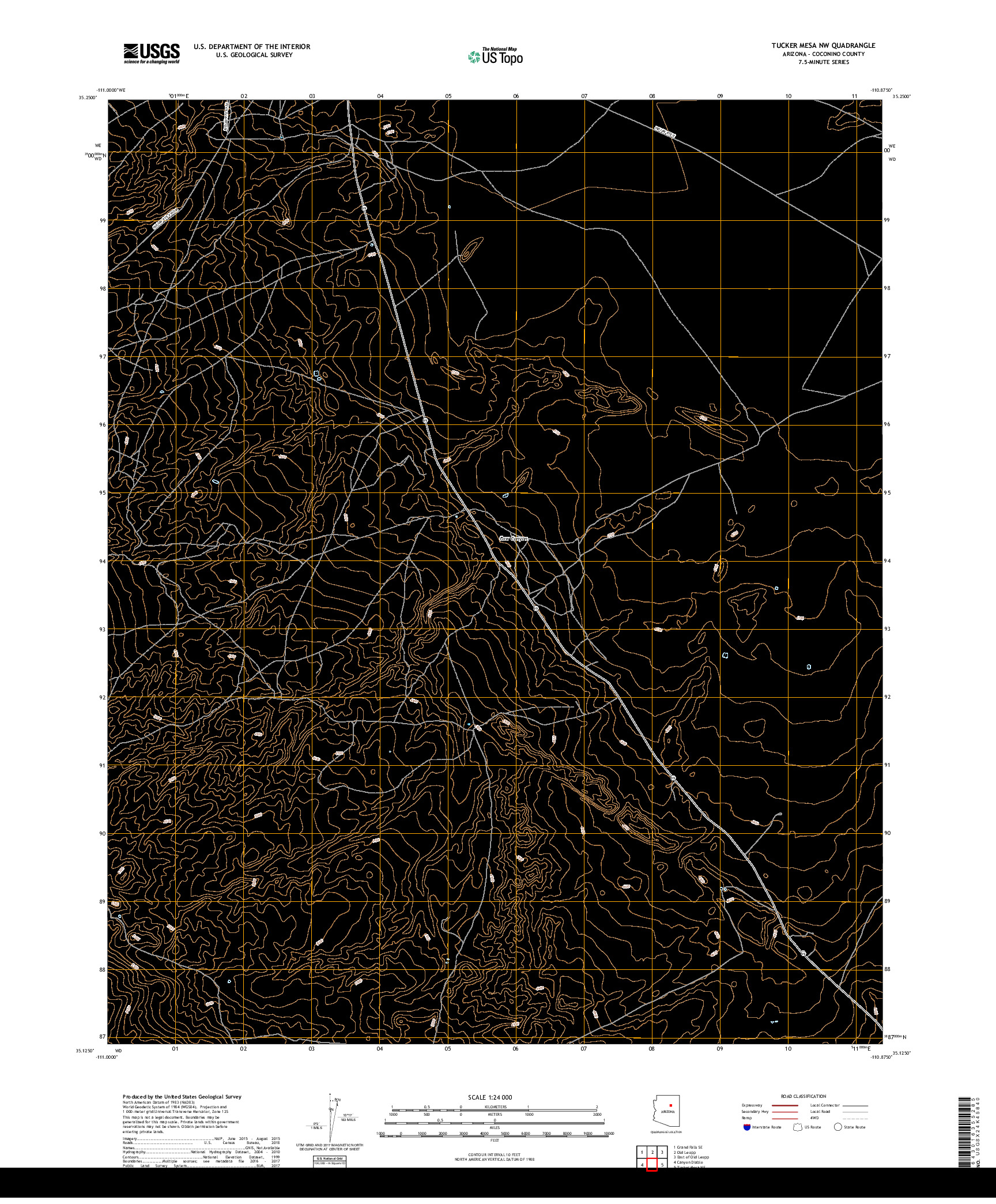 USGS US TOPO 7.5-MINUTE MAP FOR TUCKER MESA NW, AZ 2018