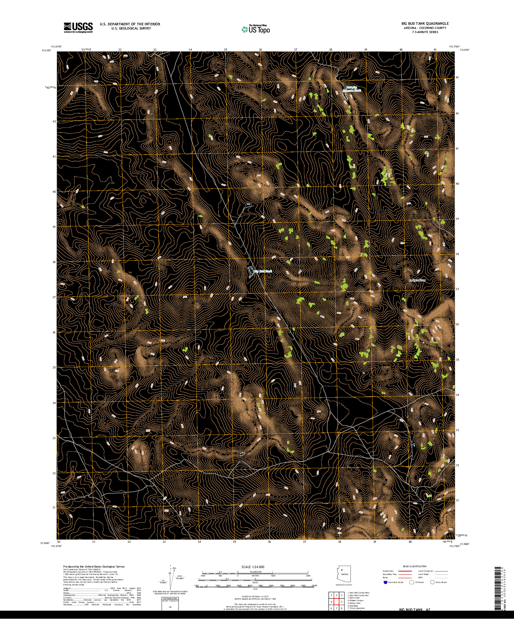 USGS US TOPO 7.5-MINUTE MAP FOR BIG BUD TANK, AZ 2018