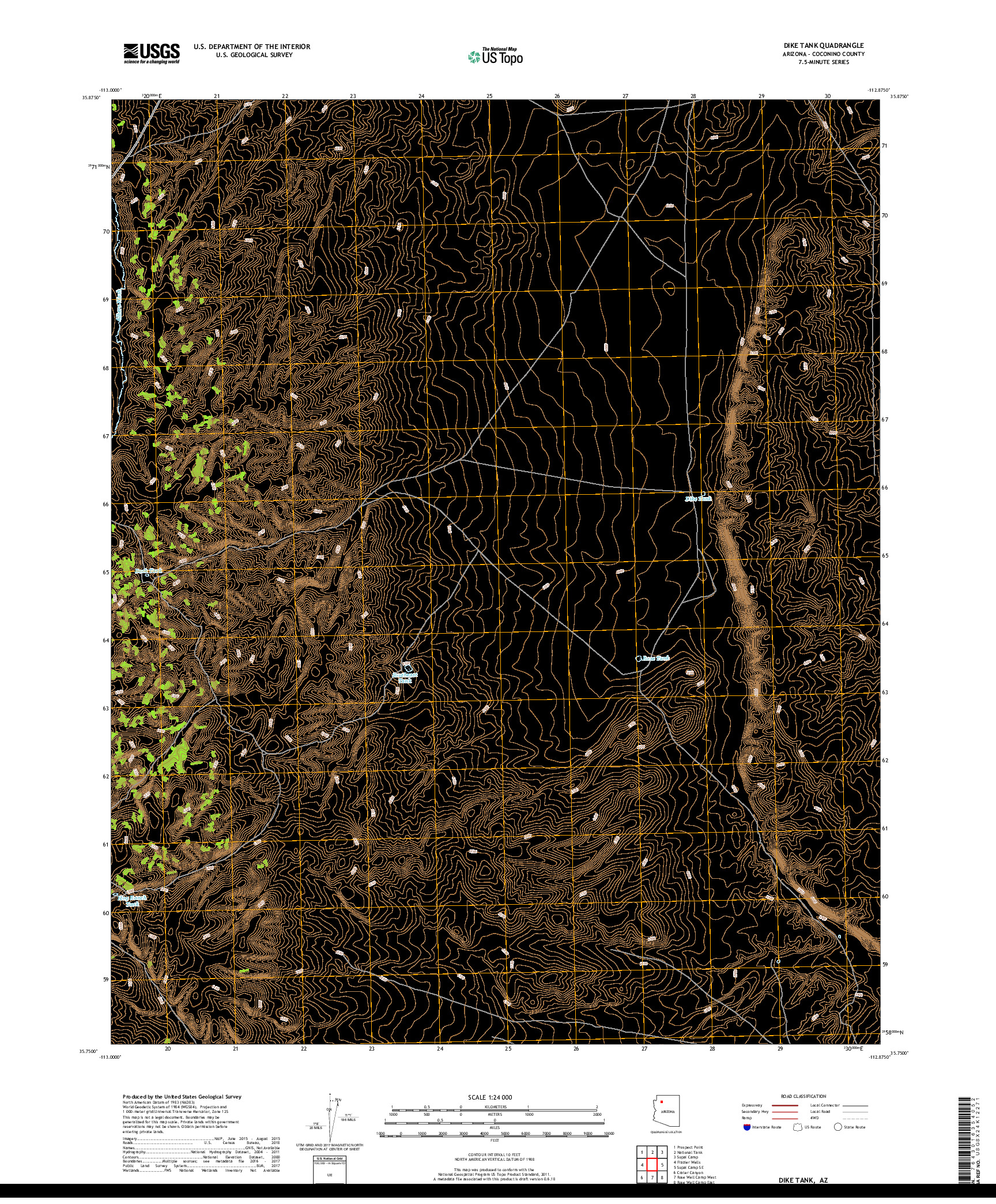 USGS US TOPO 7.5-MINUTE MAP FOR DIKE TANK, AZ 2018