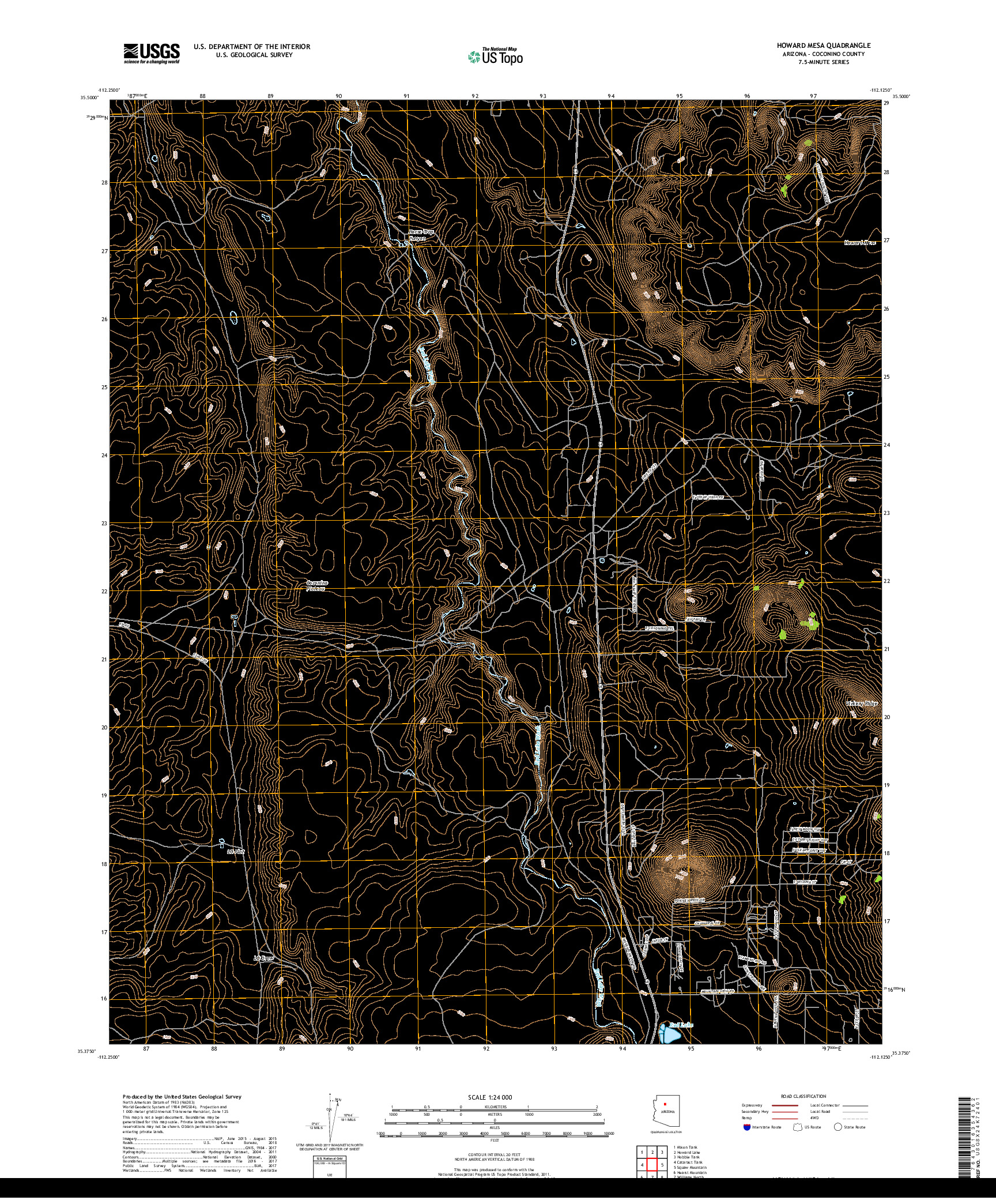 USGS US TOPO 7.5-MINUTE MAP FOR HOWARD MESA, AZ 2018