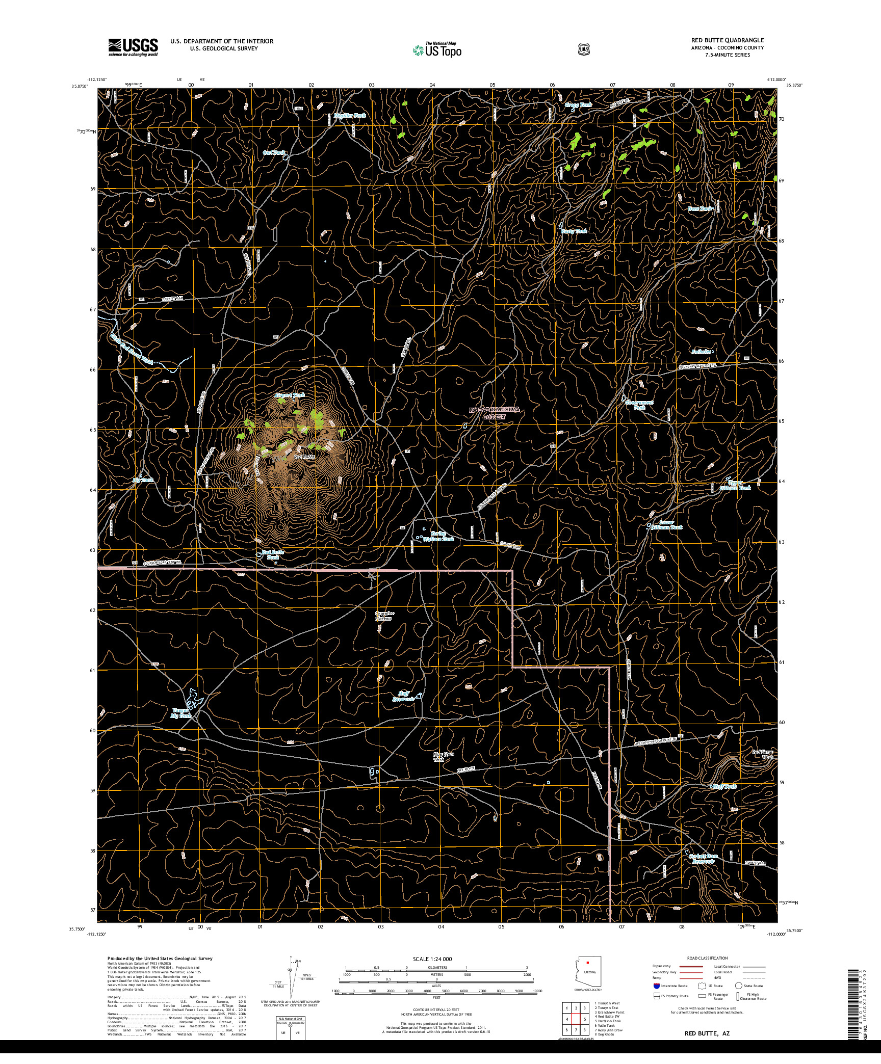 USGS US TOPO 7.5-MINUTE MAP FOR RED BUTTE, AZ 2018