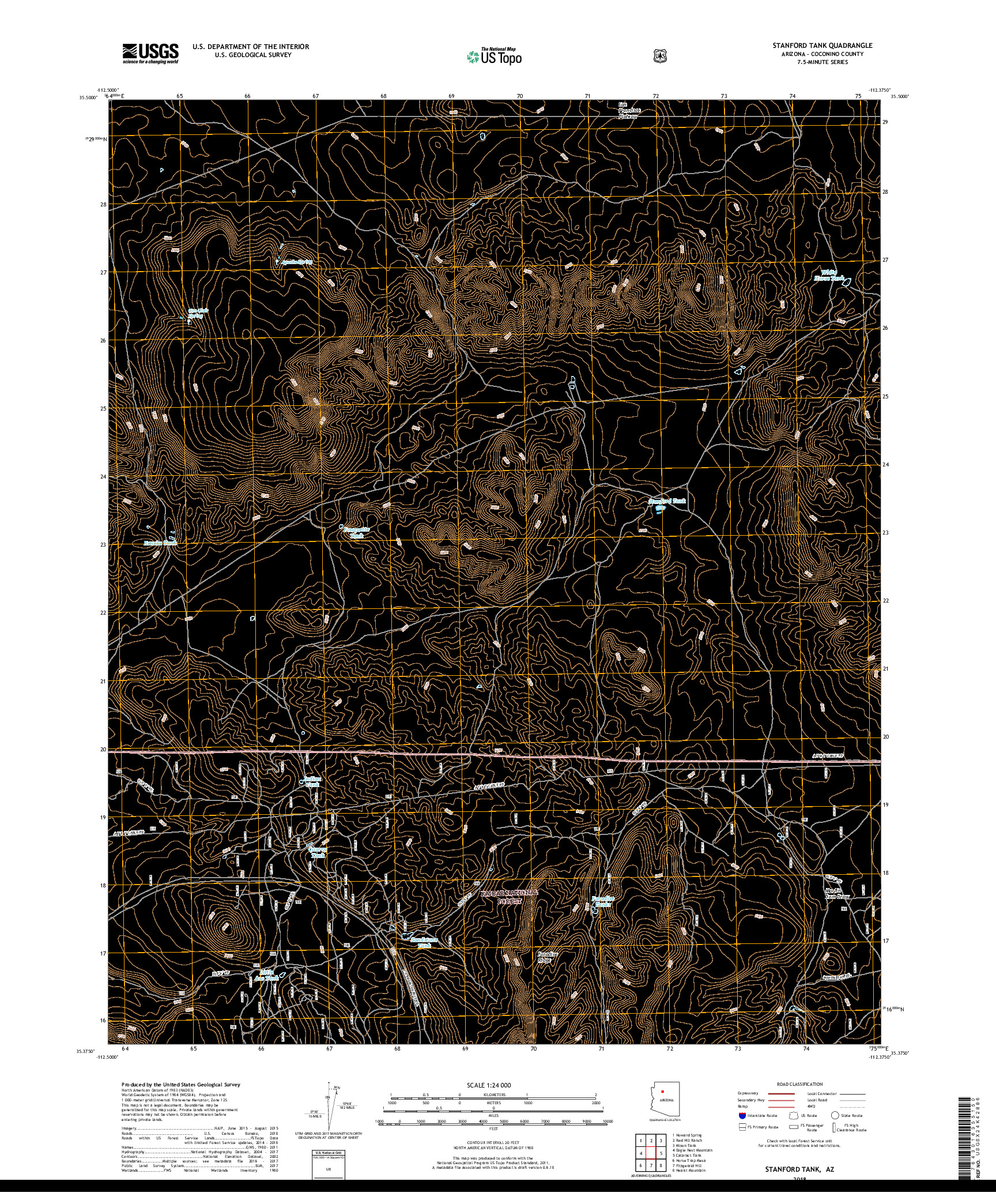 USGS US TOPO 7.5-MINUTE MAP FOR STANFORD TANK, AZ 2018