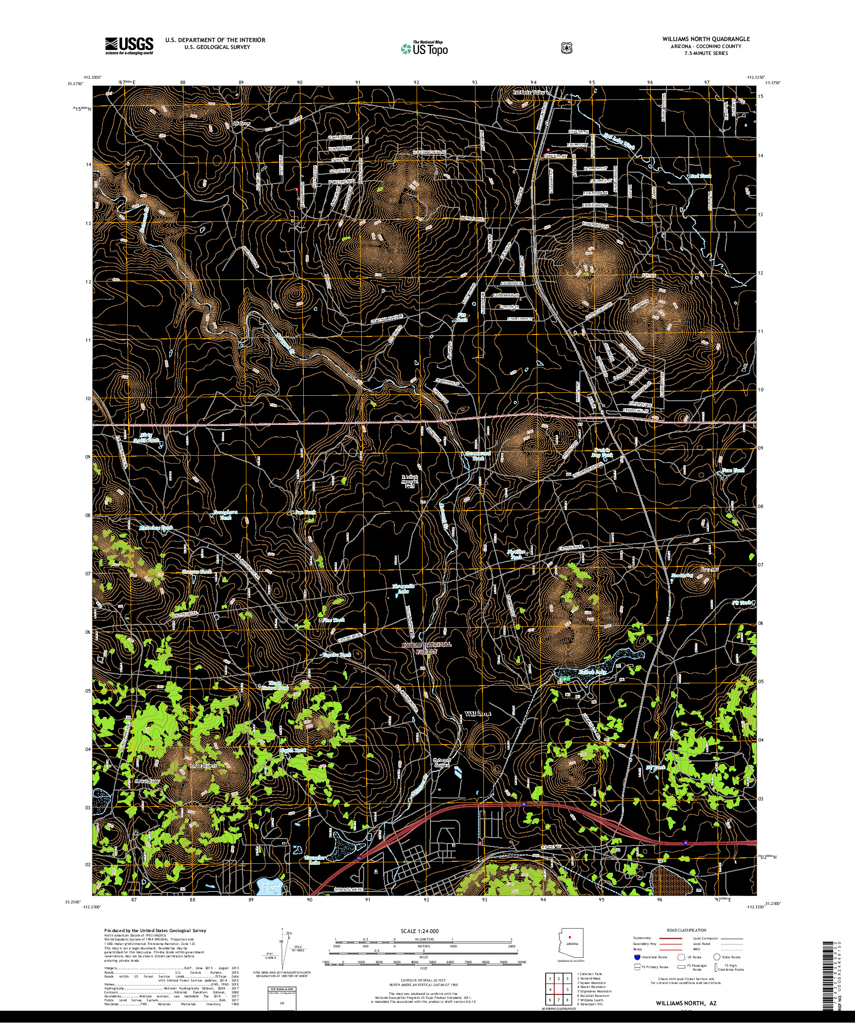 USGS US TOPO 7.5-MINUTE MAP FOR WILLIAMS NORTH, AZ 2018