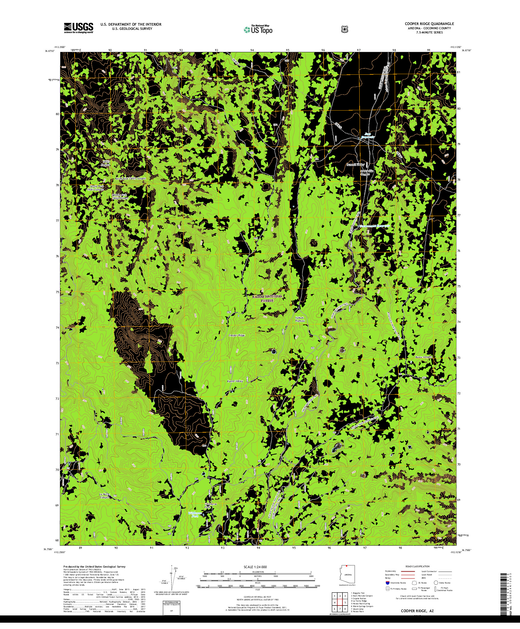 USGS US TOPO 7.5-MINUTE MAP FOR COOPER RIDGE, AZ 2018