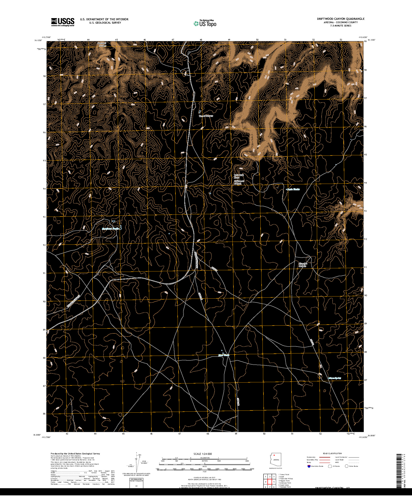 USGS US TOPO 7.5-MINUTE MAP FOR DRIFTWOOD CANYON, AZ 2018