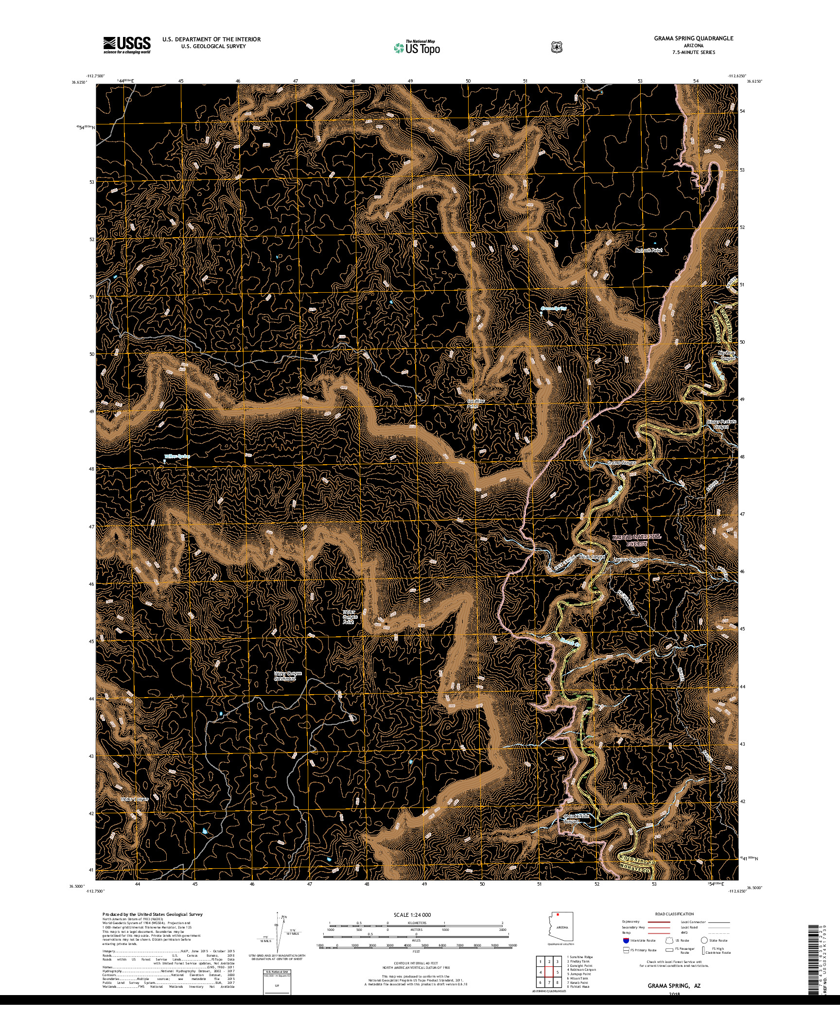 USGS US TOPO 7.5-MINUTE MAP FOR GRAMA SPRING, AZ 2018