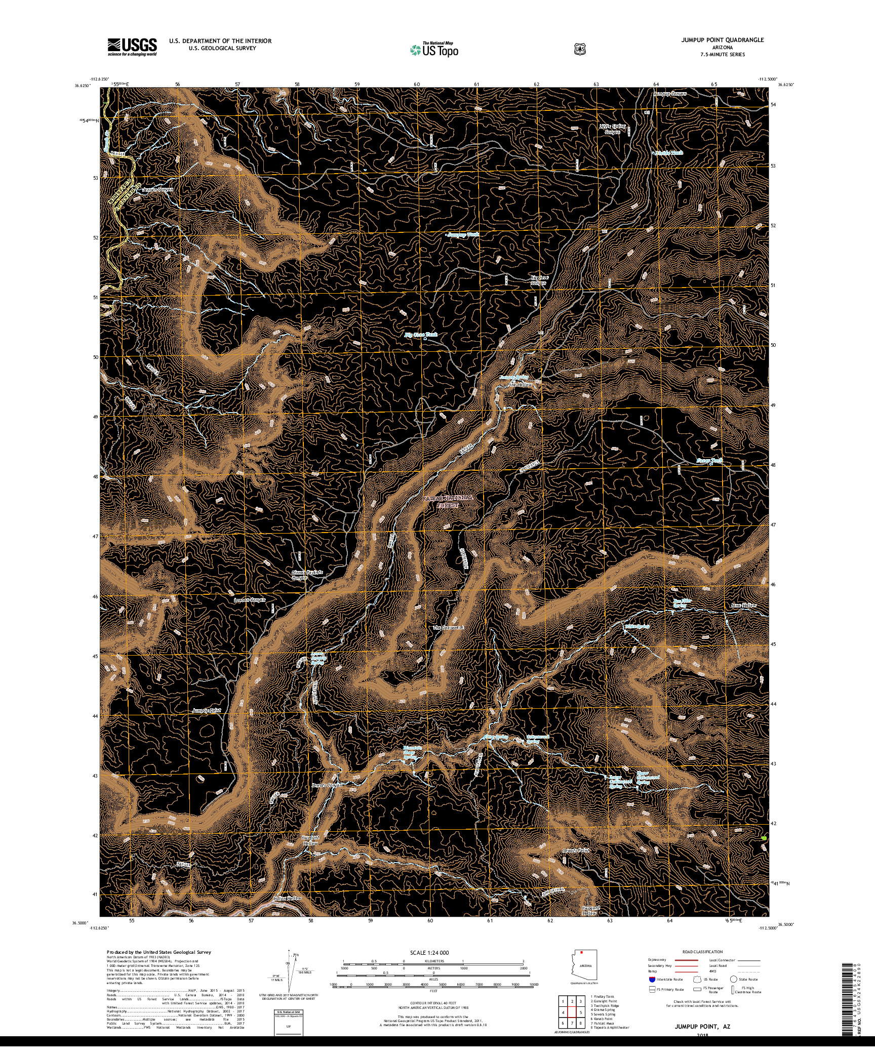 USGS US TOPO 7.5-MINUTE MAP FOR JUMPUP POINT, AZ 2018