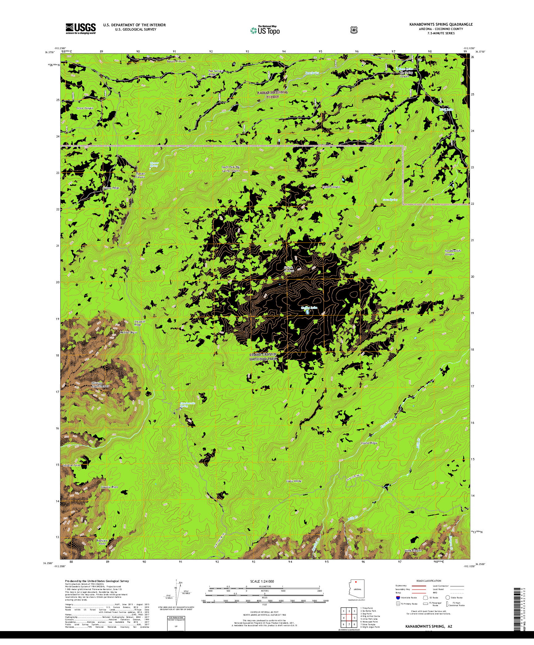 USGS US TOPO 7.5-MINUTE MAP FOR KANABOWNITS SPRING, AZ 2018