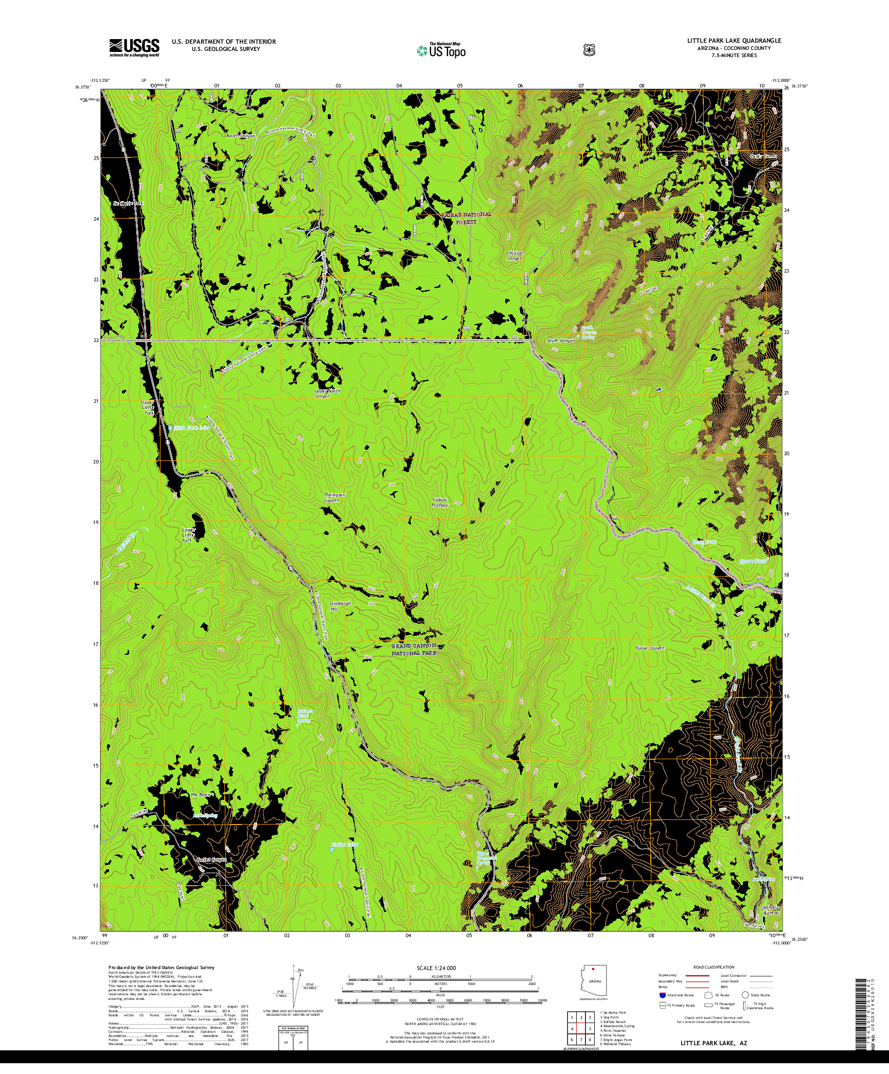 USGS US TOPO 7.5-MINUTE MAP FOR LITTLE PARK LAKE, AZ 2018