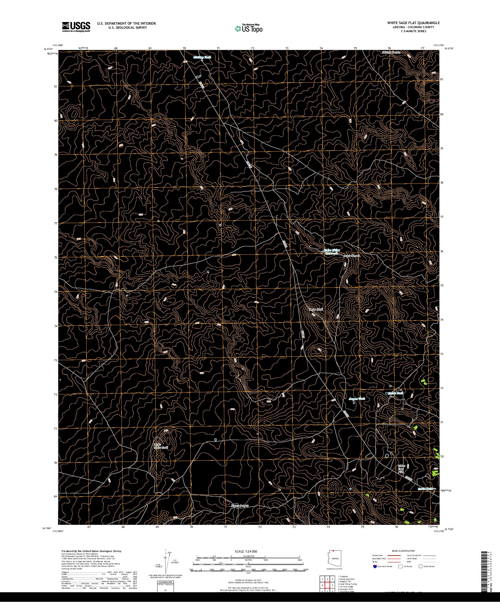 USGS US TOPO 7.5-MINUTE MAP FOR WHITE SAGE FLAT, AZ 2018