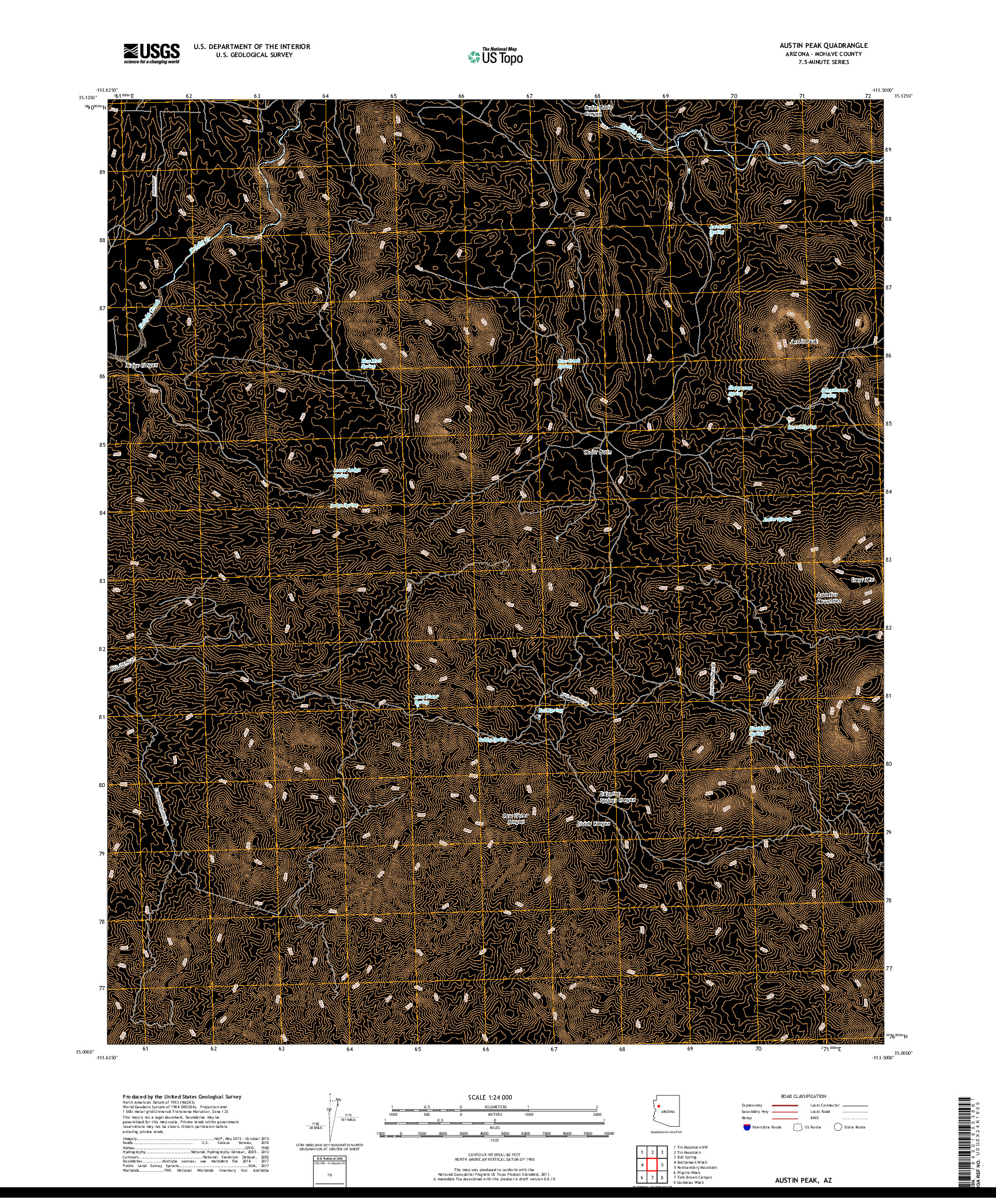 USGS US TOPO 7.5-MINUTE MAP FOR AUSTIN PEAK, AZ 2018