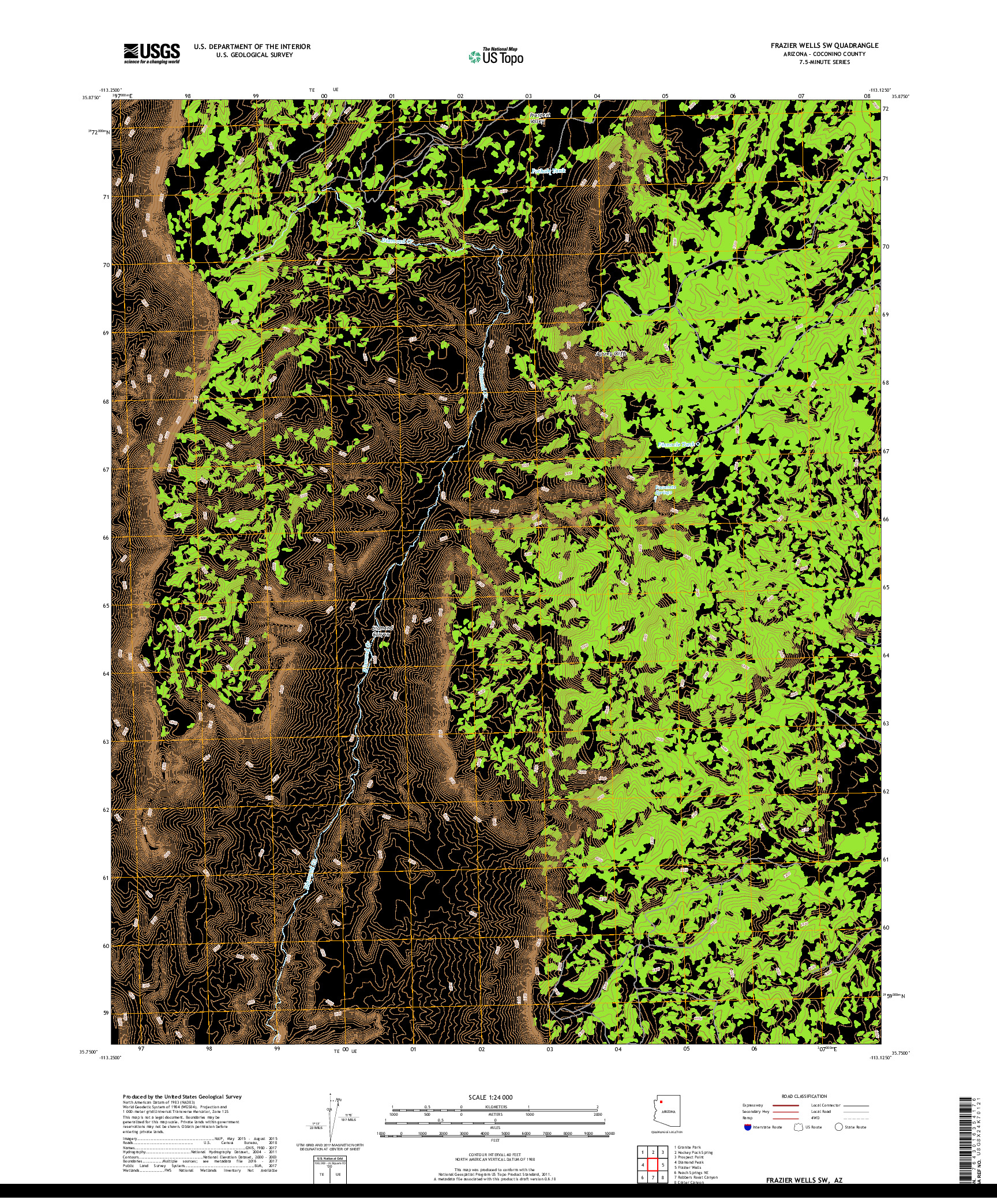 USGS US TOPO 7.5-MINUTE MAP FOR FRAZIER WELLS SW, AZ 2018