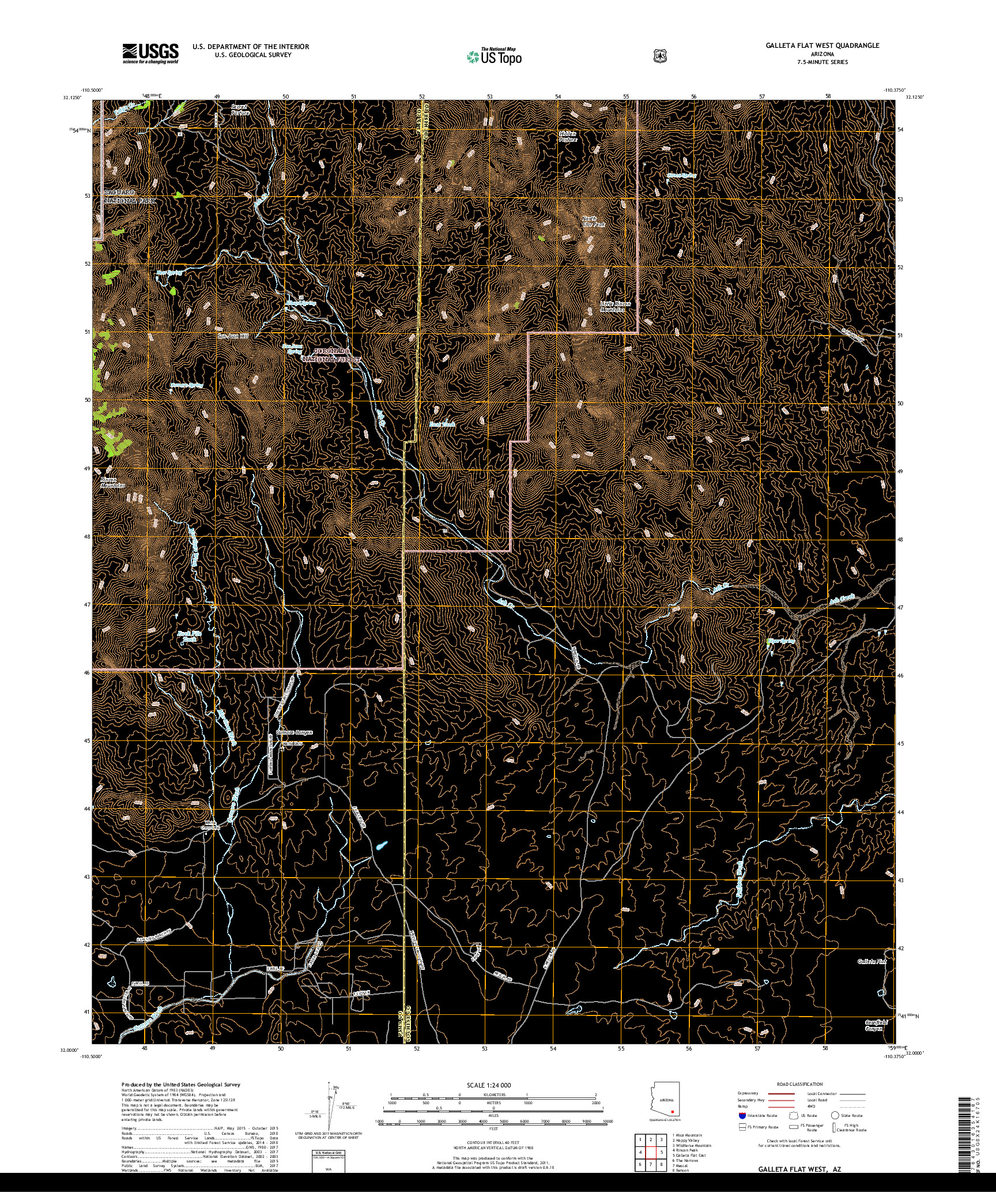 USGS US TOPO 7.5-MINUTE MAP FOR GALLETA FLAT WEST, AZ 2018