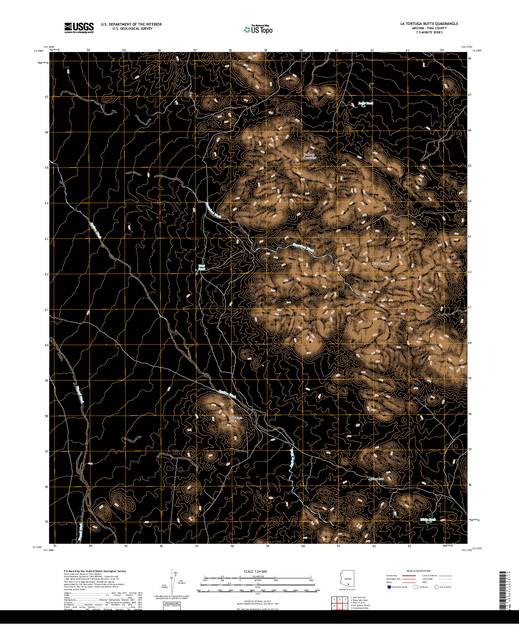 USGS US TOPO 7.5-MINUTE MAP FOR LA TORTUGA BUTTE, AZ 2018