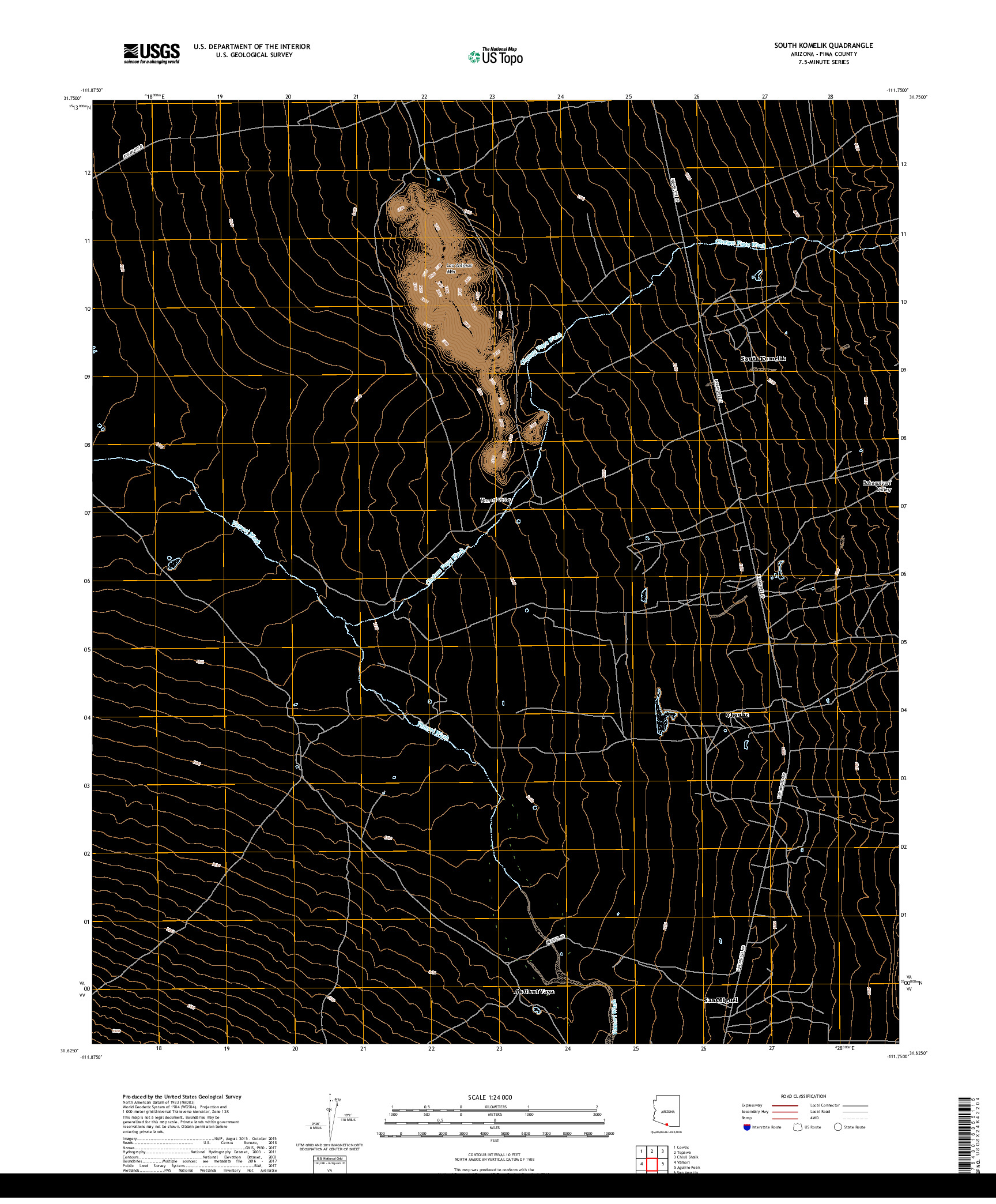 USGS US TOPO 7.5-MINUTE MAP FOR SOUTH KOMELIK, AZ 2018