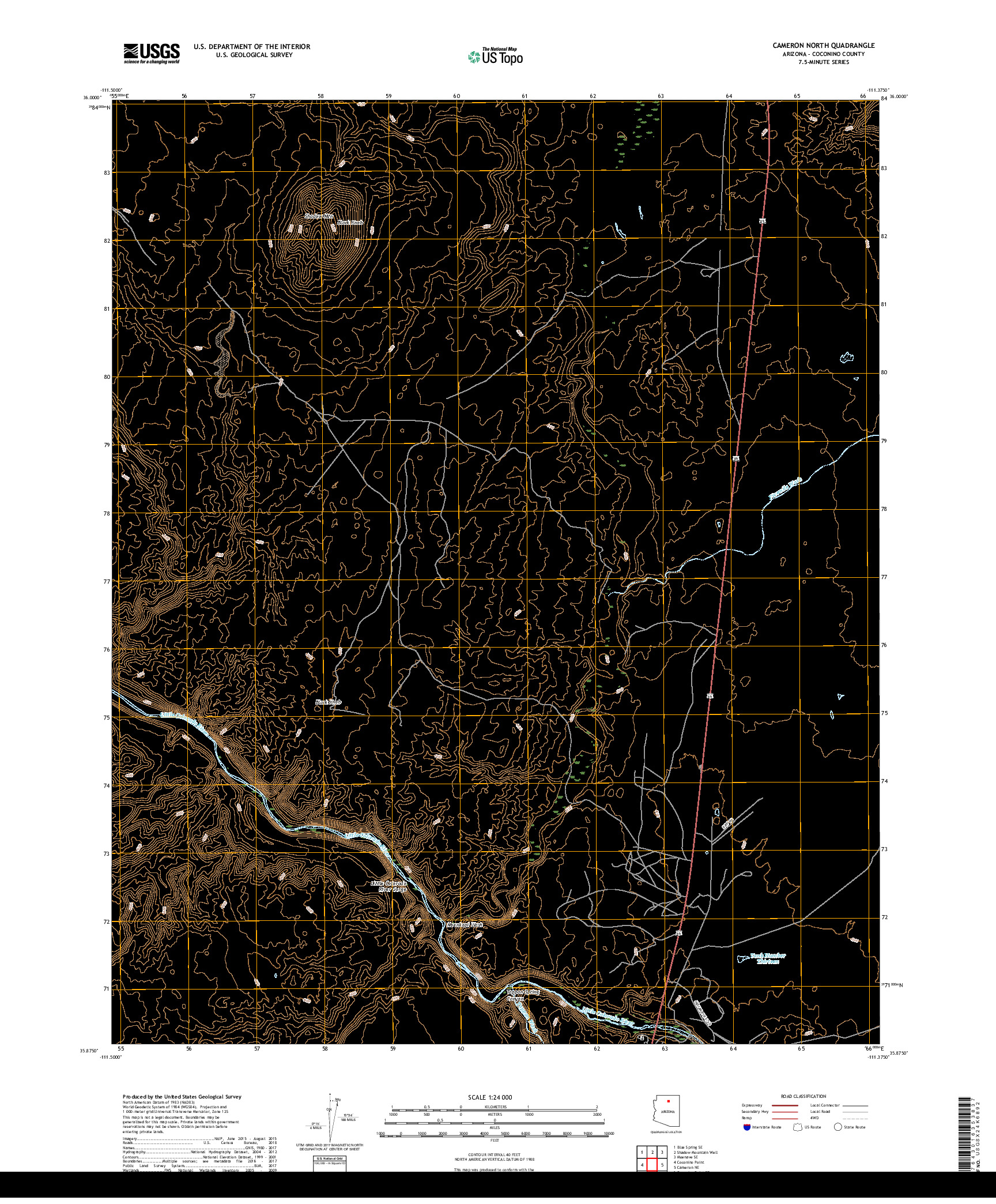 USGS US TOPO 7.5-MINUTE MAP FOR CAMERON NORTH, AZ 2018