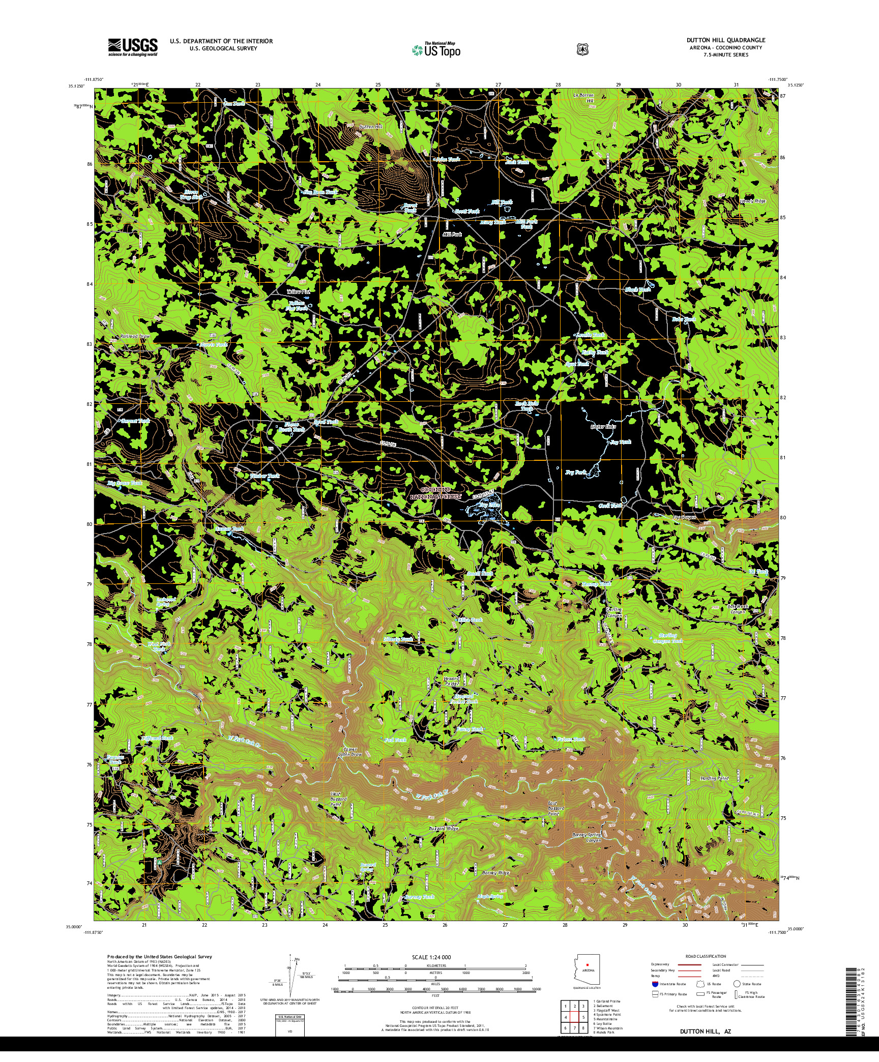 USGS US TOPO 7.5-MINUTE MAP FOR DUTTON HILL, AZ 2018