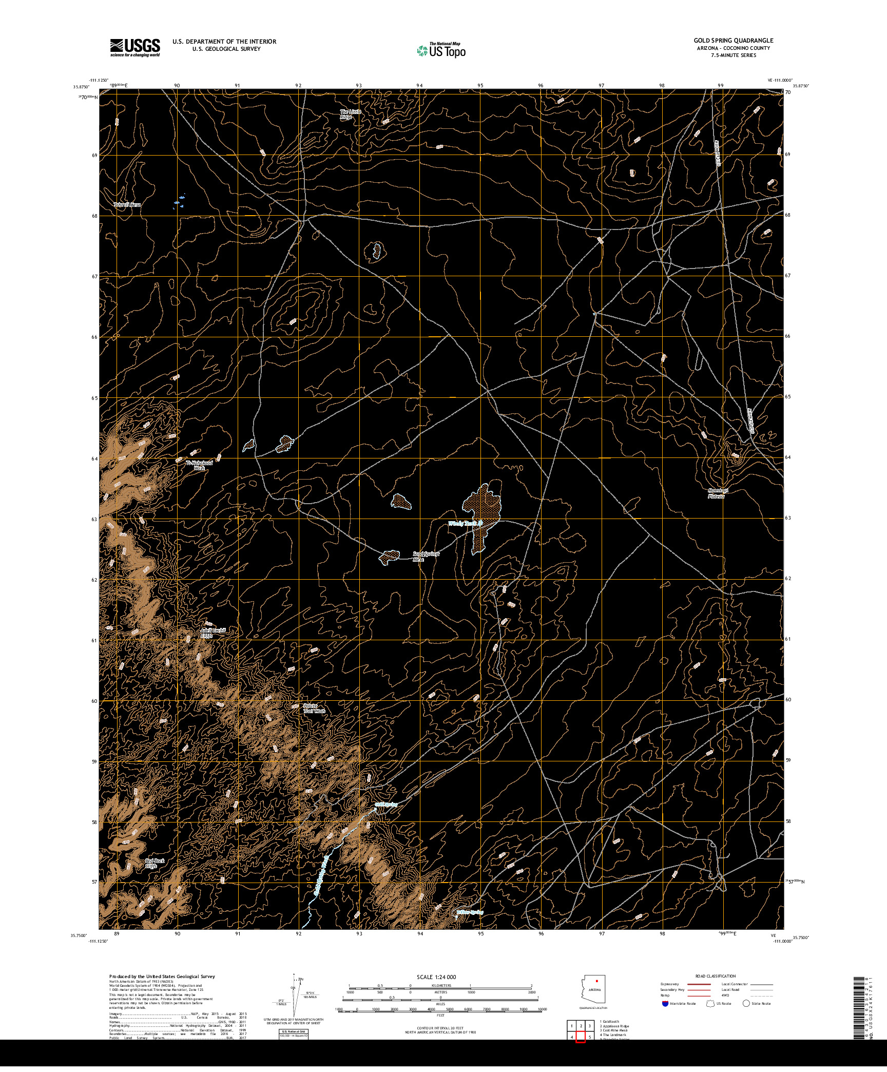 USGS US TOPO 7.5-MINUTE MAP FOR GOLD SPRING, AZ 2018