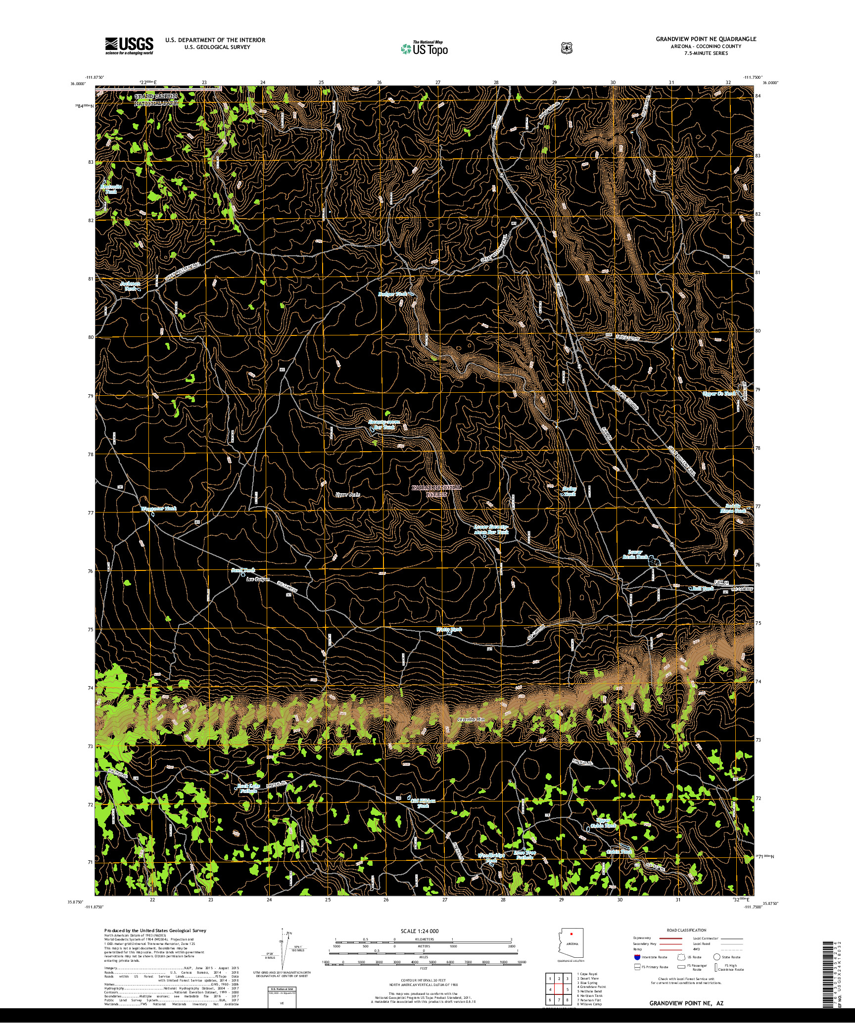 USGS US TOPO 7.5-MINUTE MAP FOR GRANDVIEW POINT NE, AZ 2018