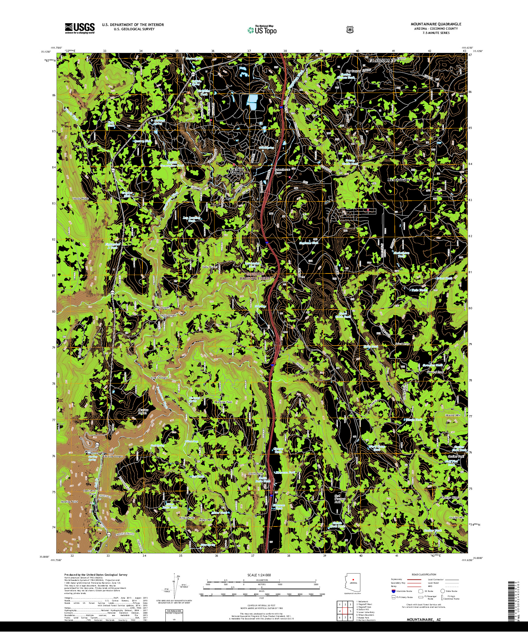 USGS US TOPO 7.5-MINUTE MAP FOR MOUNTAINAIRE, AZ 2018