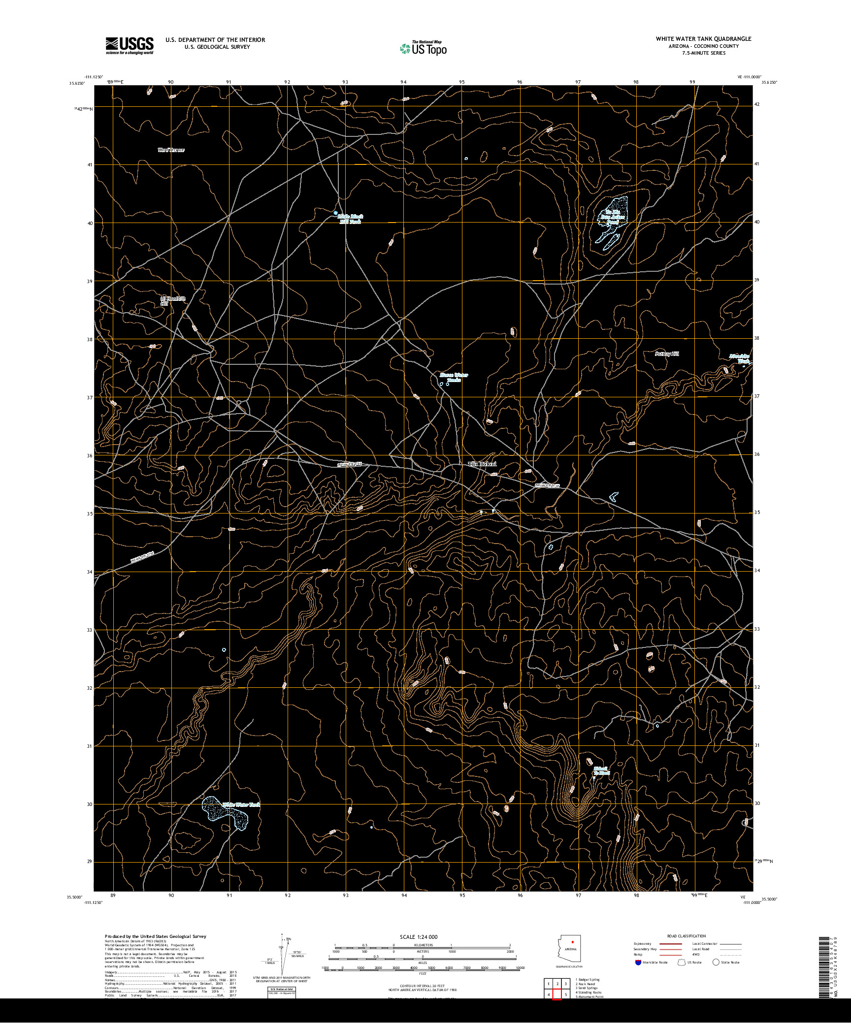 USGS US TOPO 7.5-MINUTE MAP FOR WHITE WATER TANK, AZ 2018