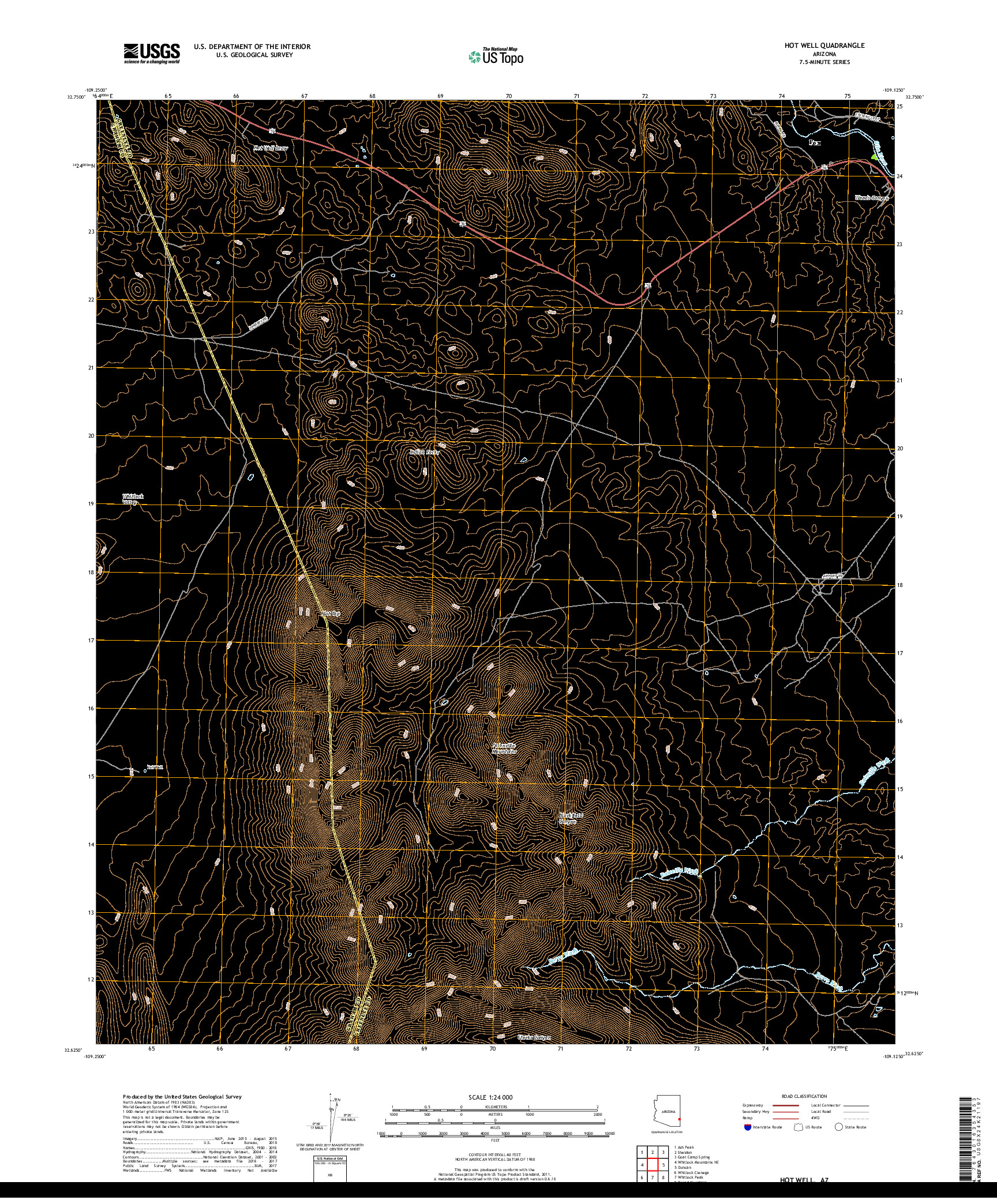 USGS US TOPO 7.5-MINUTE MAP FOR HOT WELL, AZ 2018