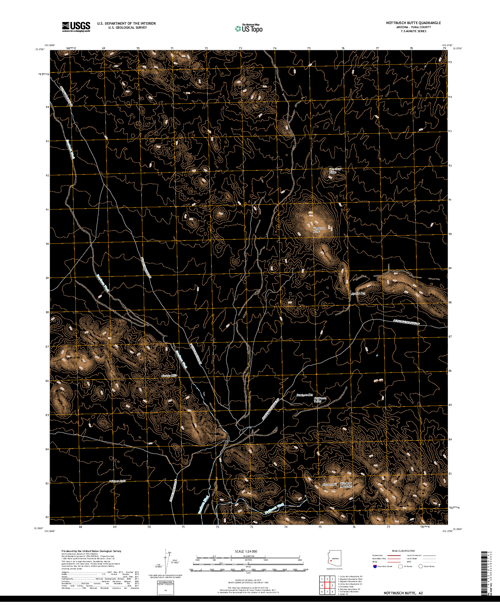 USGS US TOPO 7.5-MINUTE MAP FOR NOTTBUSCH BUTTE, AZ 2018