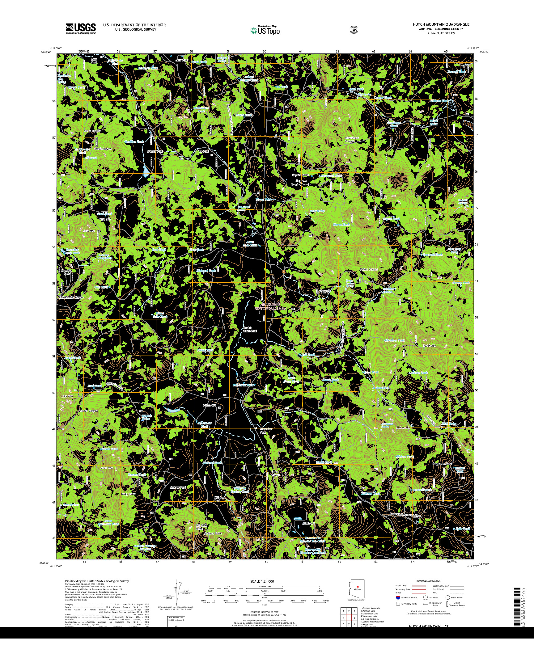 USGS US TOPO 7.5-MINUTE MAP FOR HUTCH MOUNTAIN, AZ 2018