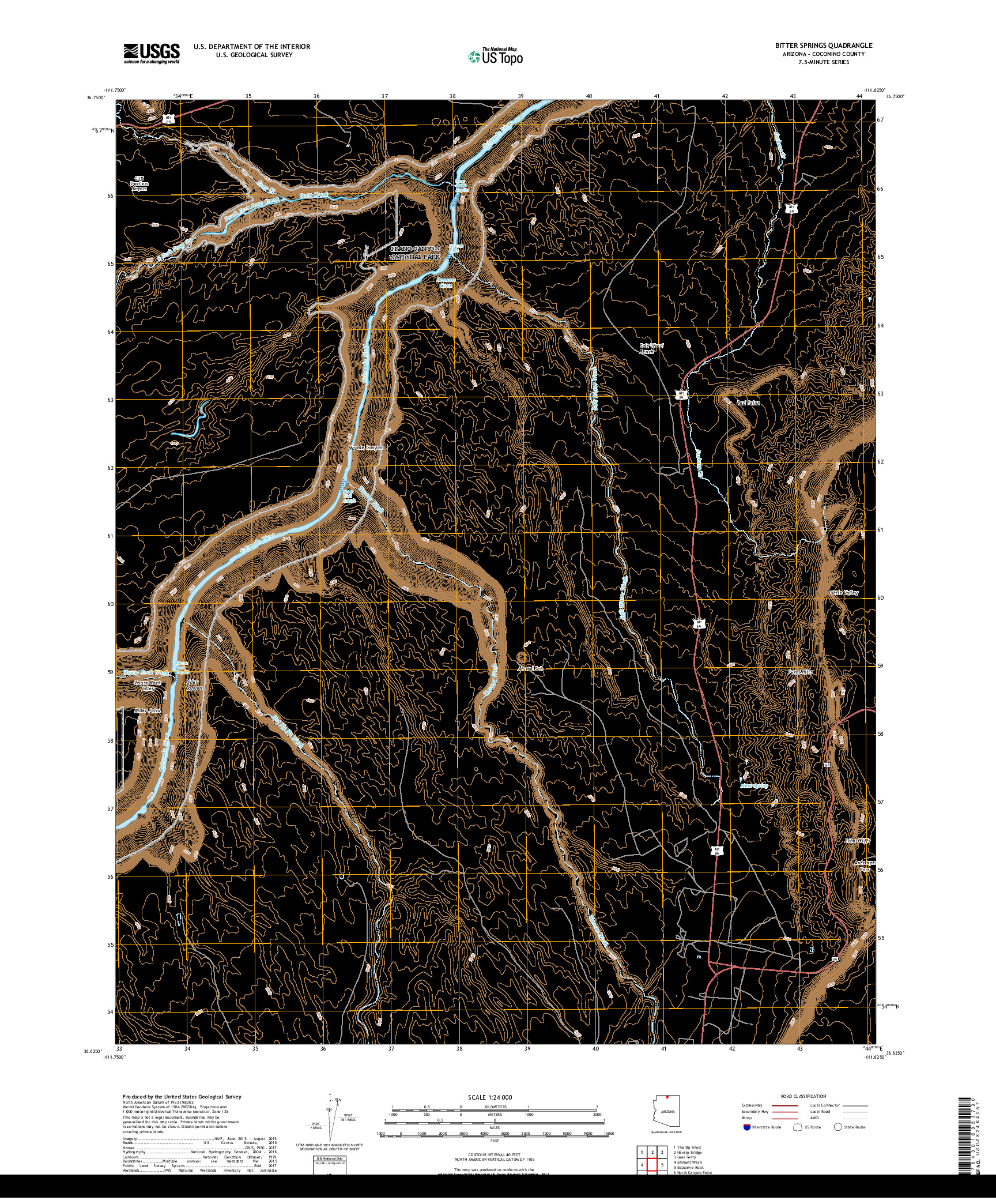 USGS US TOPO 7.5-MINUTE MAP FOR BITTER SPRINGS, AZ 2018