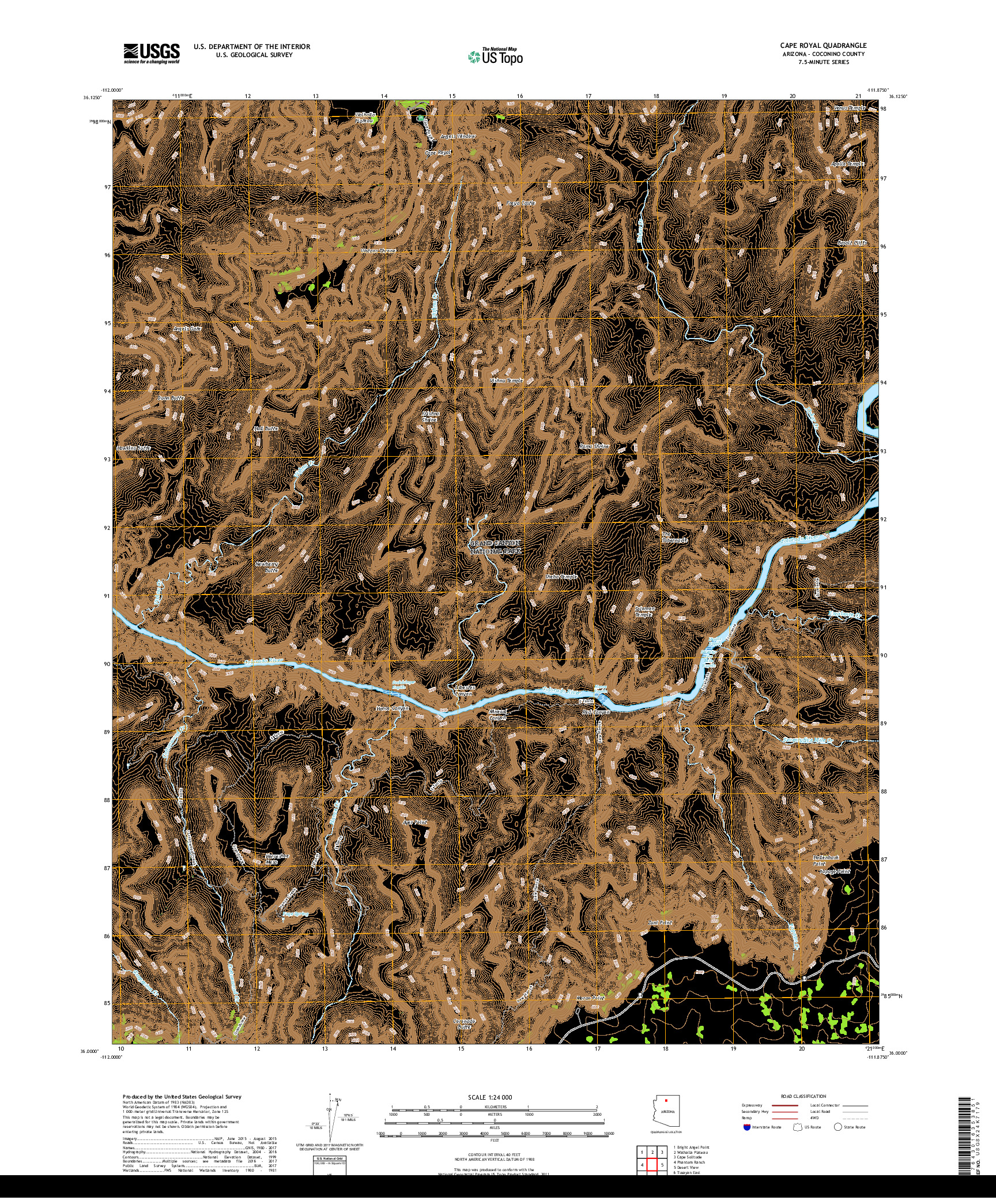 USGS US TOPO 7.5-MINUTE MAP FOR CAPE ROYAL, AZ 2018