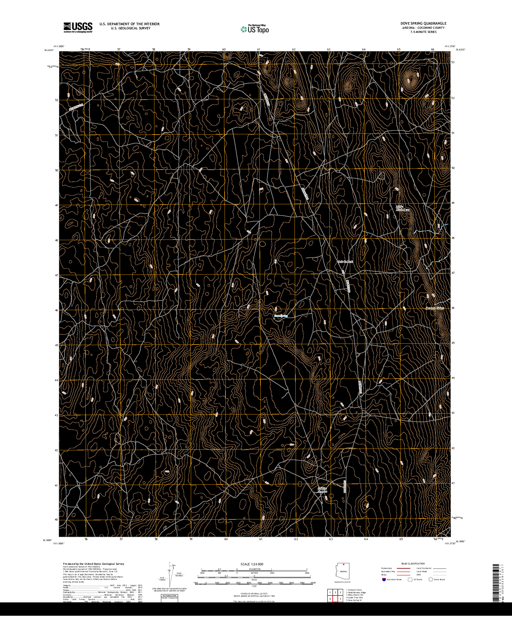 USGS US TOPO 7.5-MINUTE MAP FOR DOVE SPRING, AZ 2018