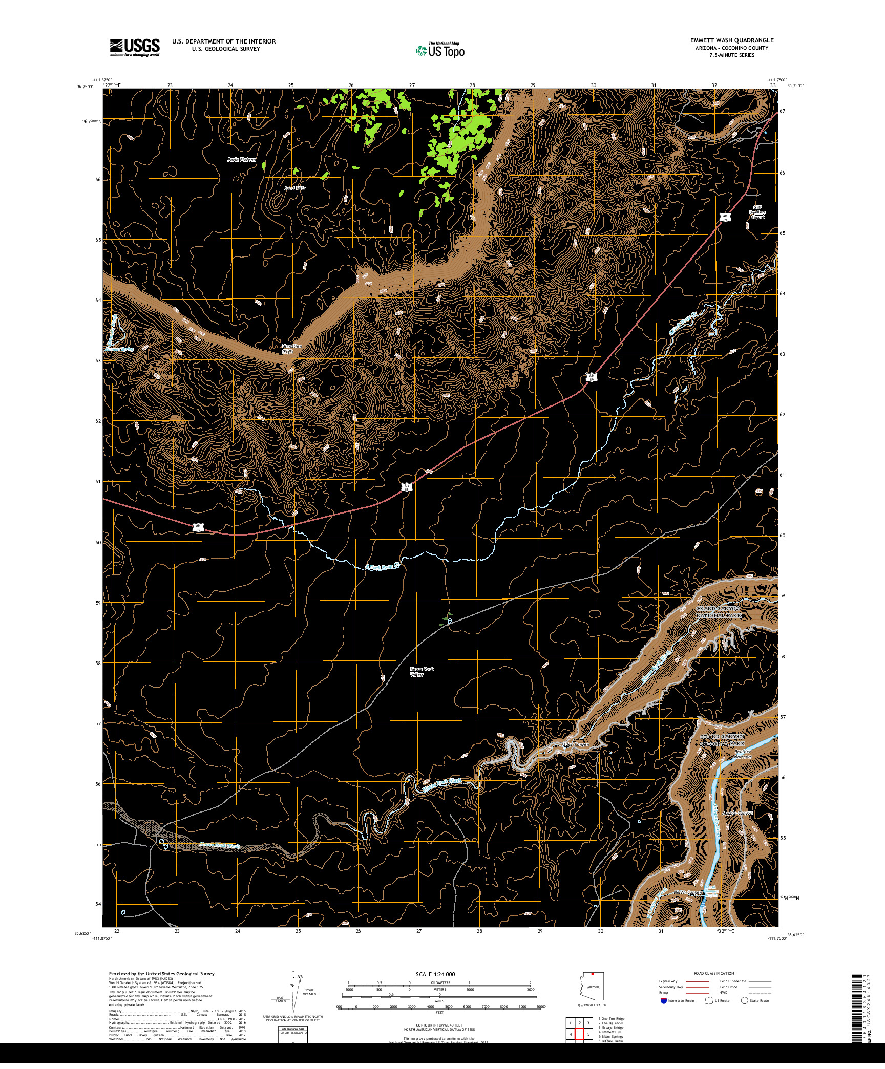 USGS US TOPO 7.5-MINUTE MAP FOR EMMETT WASH, AZ 2018