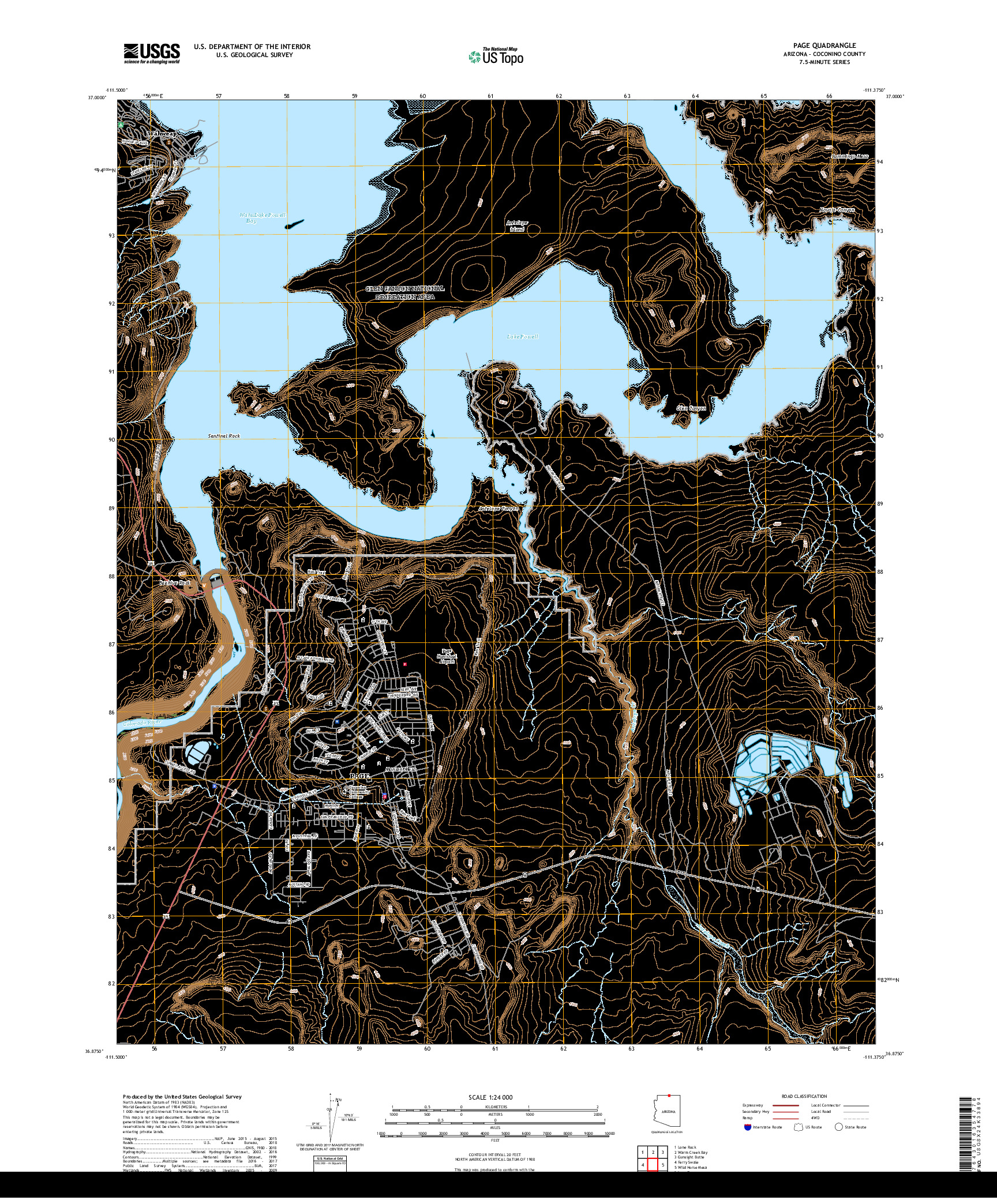 USGS US TOPO 7.5-MINUTE MAP FOR PAGE, AZ 2018