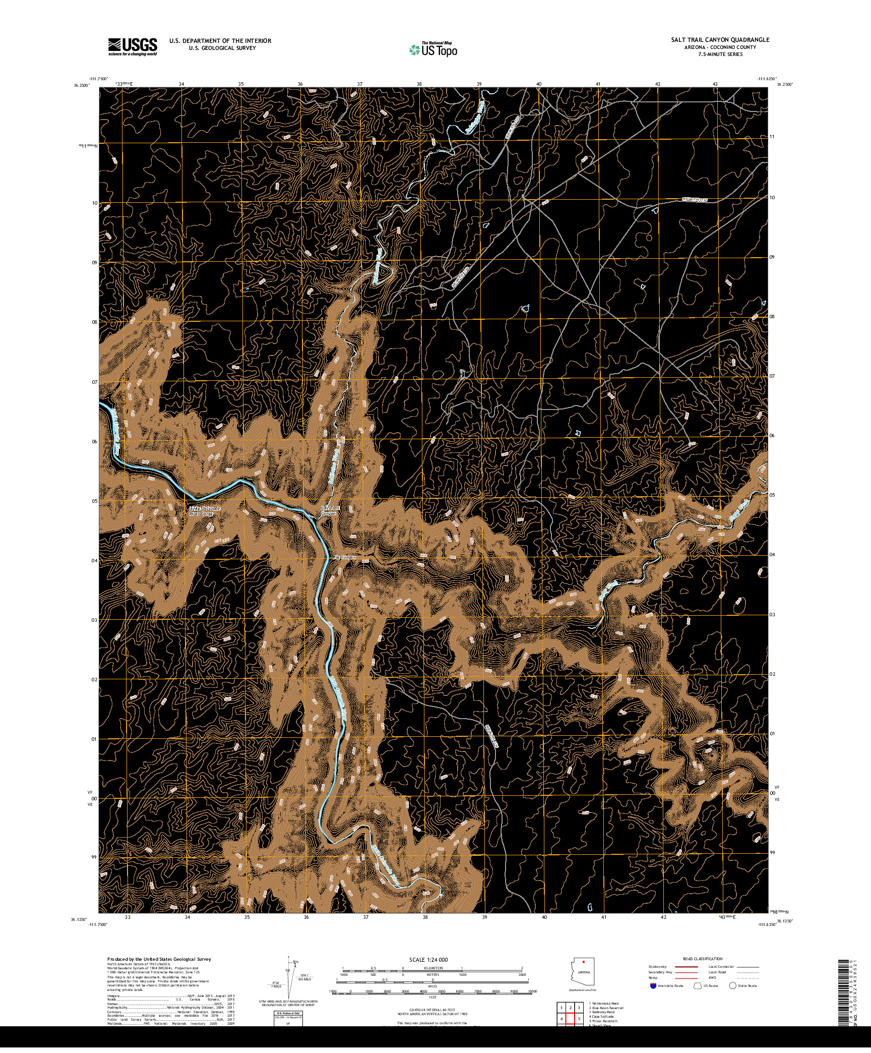 USGS US TOPO 7.5-MINUTE MAP FOR SALT TRAIL CANYON, AZ 2018