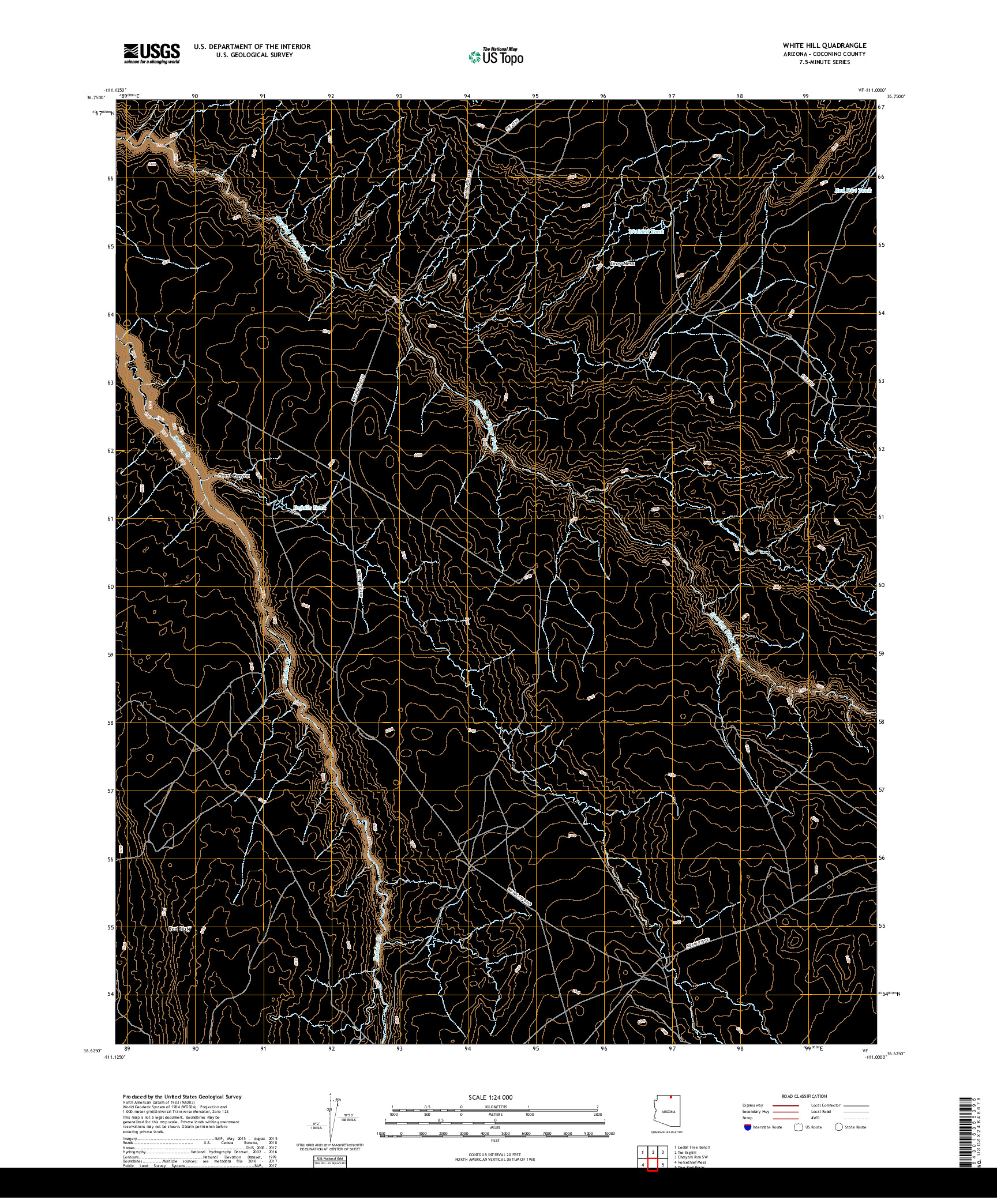 USGS US TOPO 7.5-MINUTE MAP FOR WHITE HILL, AZ 2018