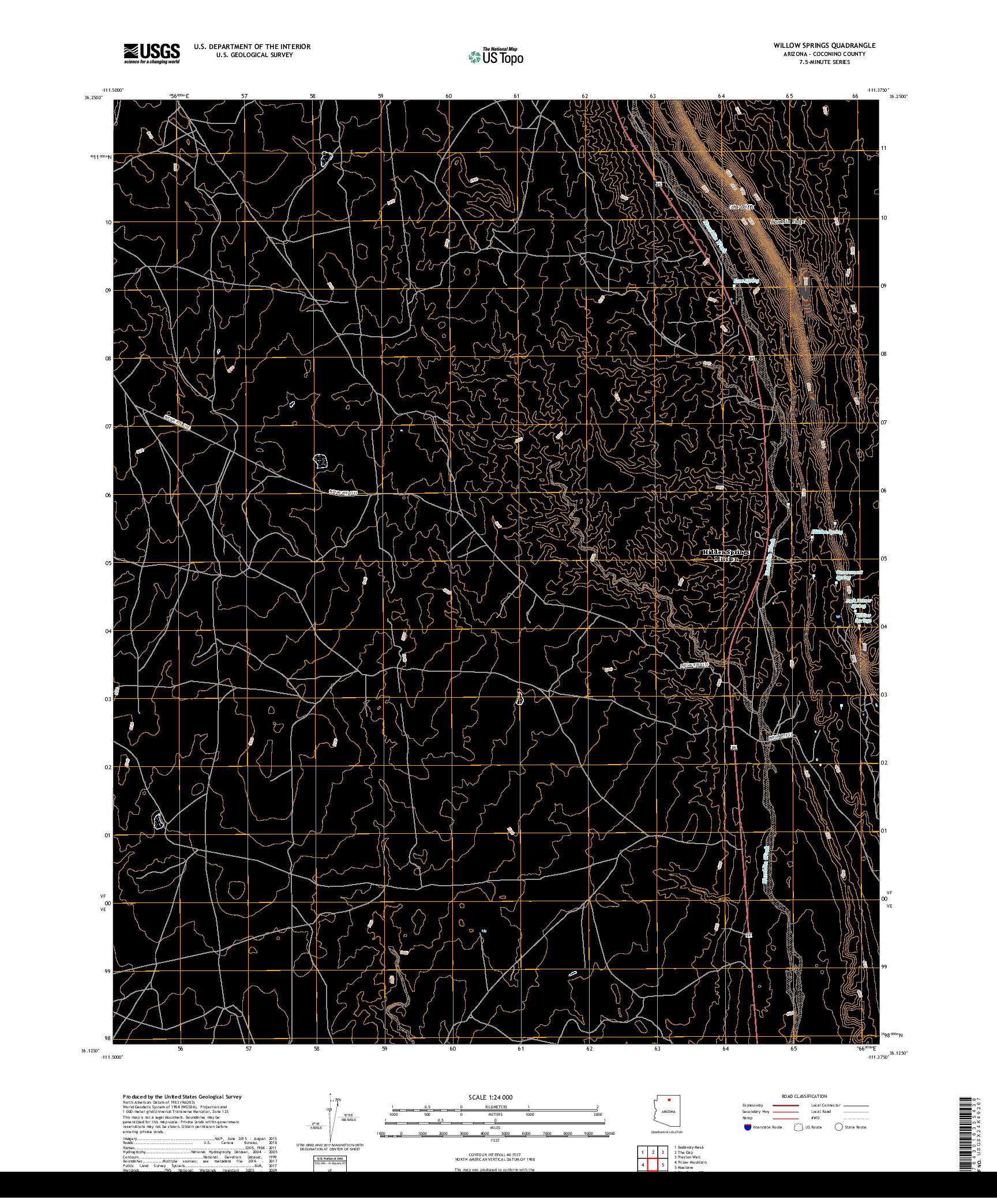 USGS US TOPO 7.5-MINUTE MAP FOR WILLOW SPRINGS, AZ 2018