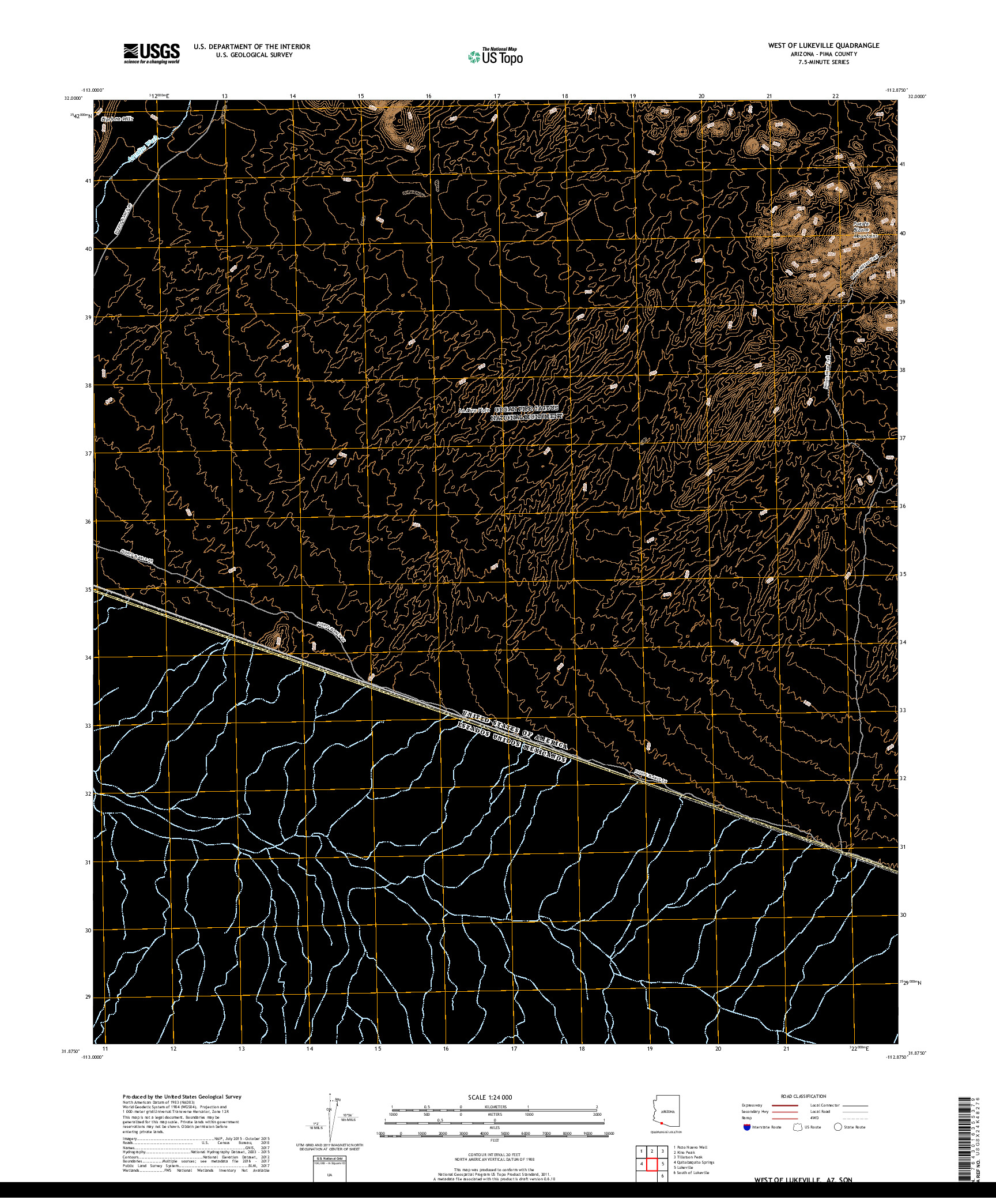 USGS US TOPO 7.5-MINUTE MAP FOR WEST OF LUKEVILLE, AZ,SON 2018