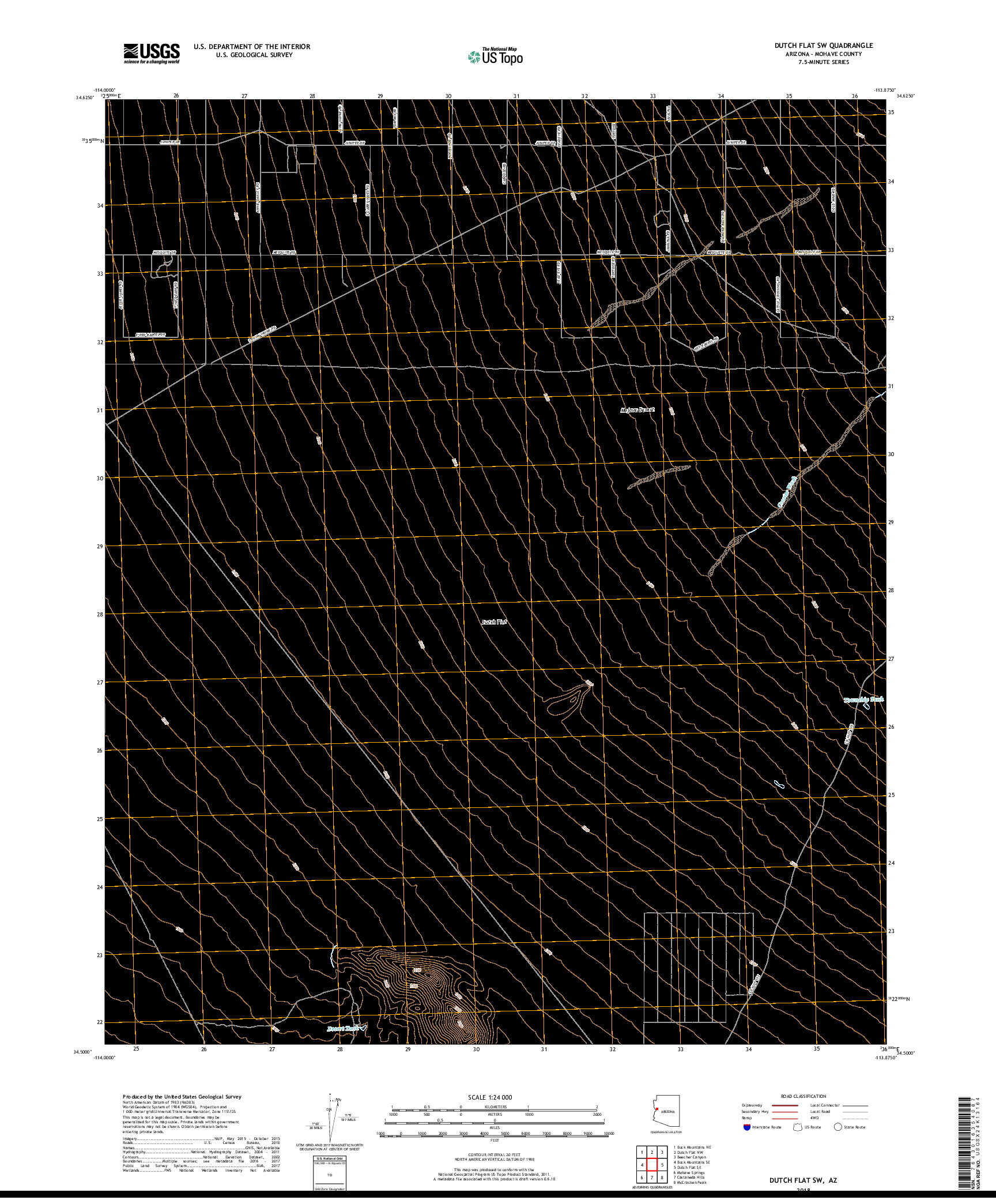 USGS US TOPO 7.5-MINUTE MAP FOR DUTCH FLAT SW, AZ 2018